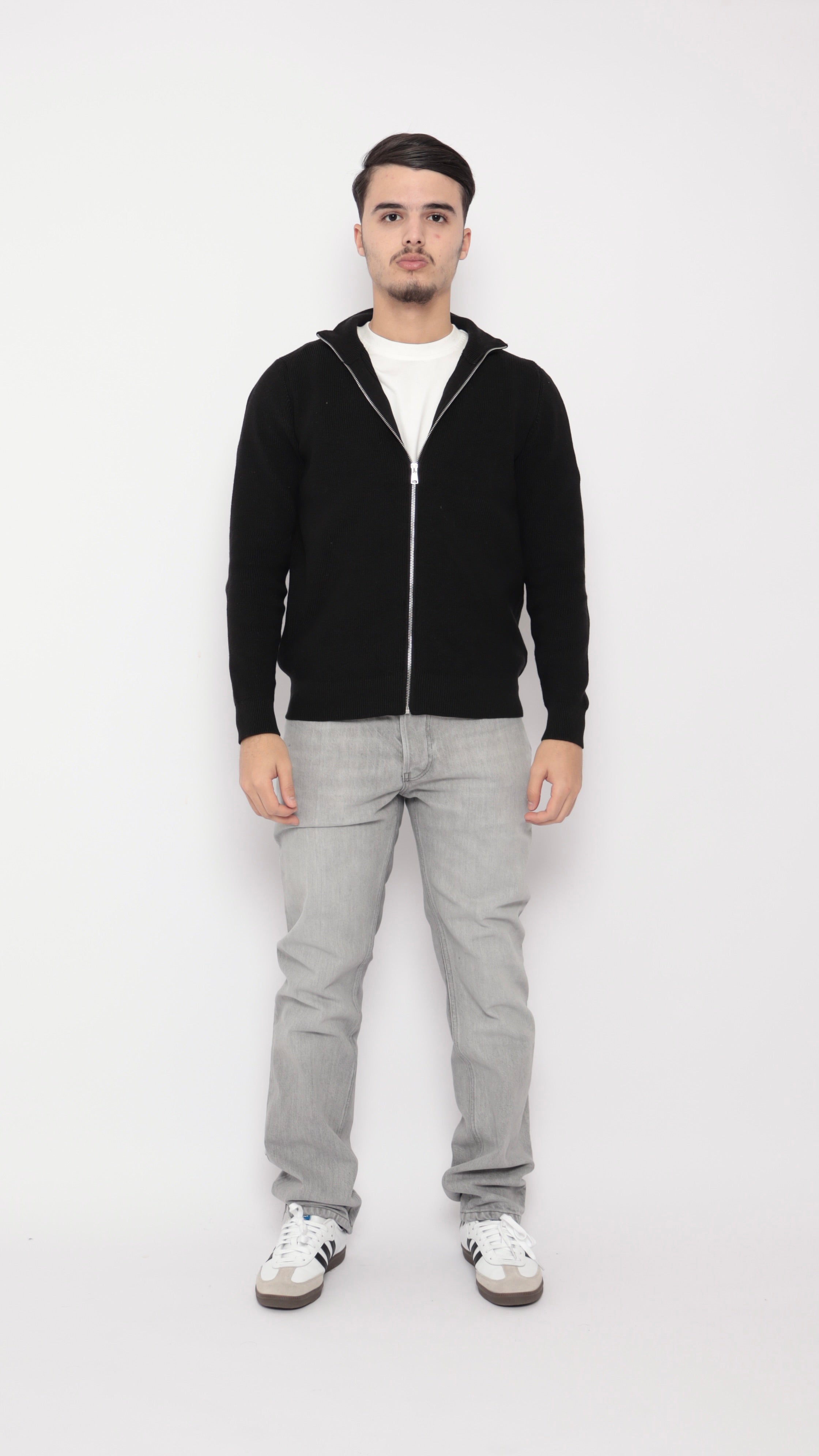 Veste maille texturé - noir - NO LIMIT