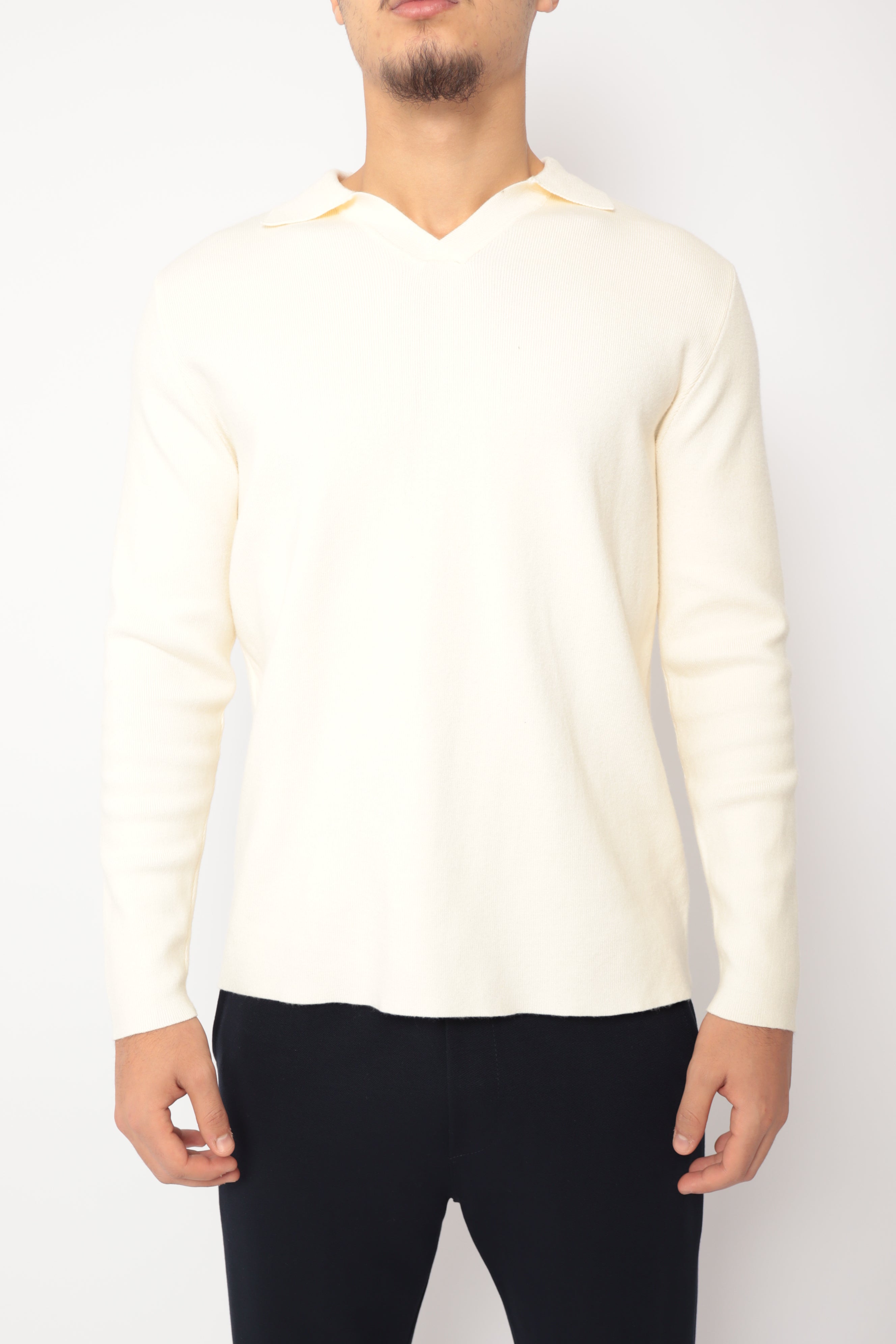 Polo col V épais - blanc cassé - NO LIMIT