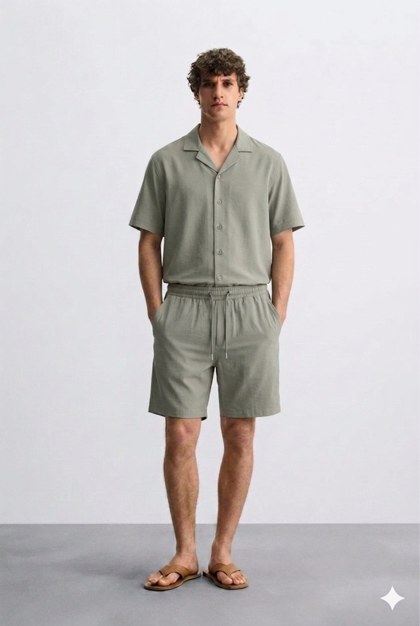 Ensemble Riviera kaki de la marque NO LIMIT, composé d'un haut et d'un pantalon assorti, porté par un mannequin.