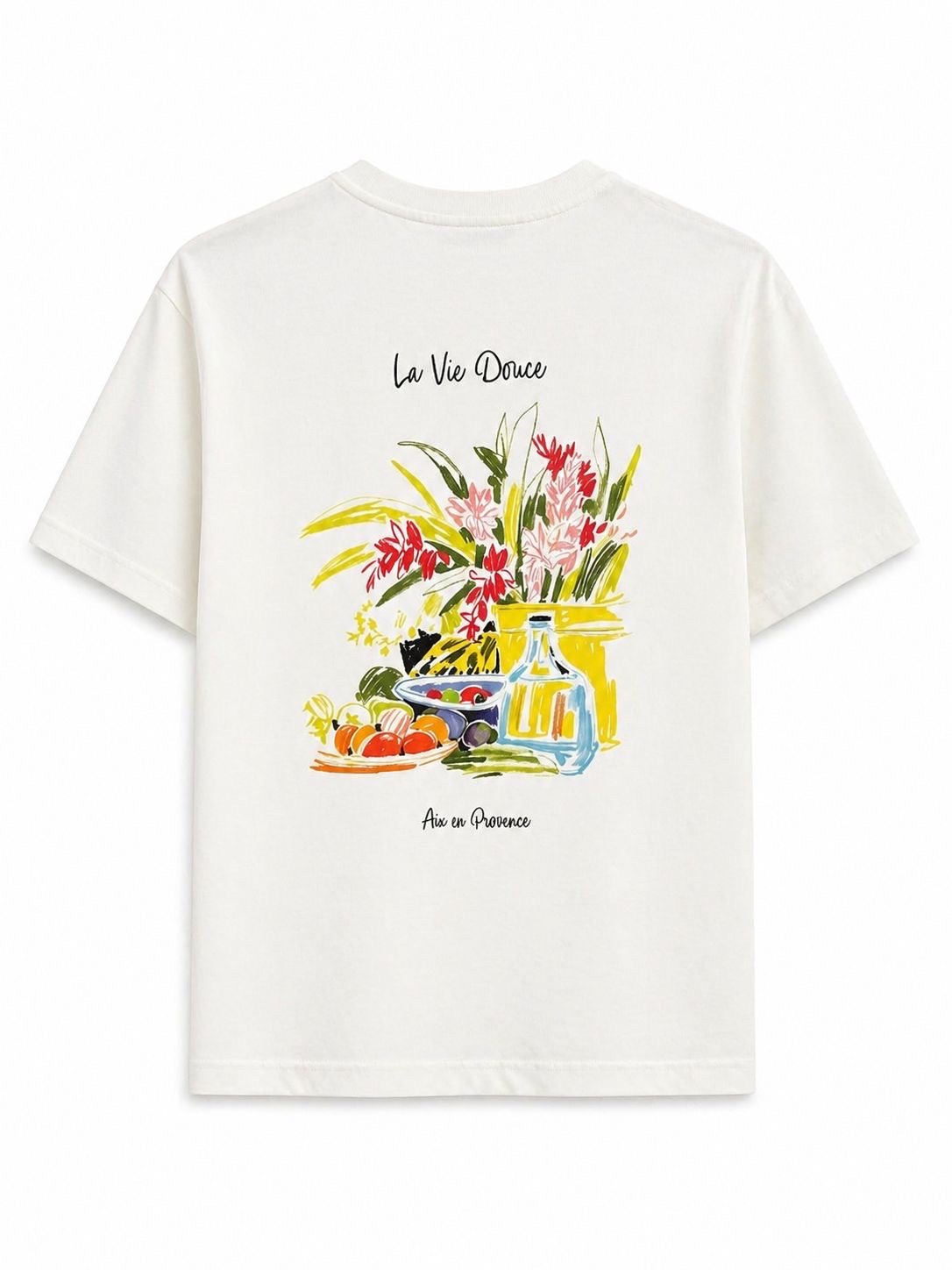 T-shirt blanc NO LIMIT vie douce, en coton, avec un design simple et confortable, porté par un mannequin.