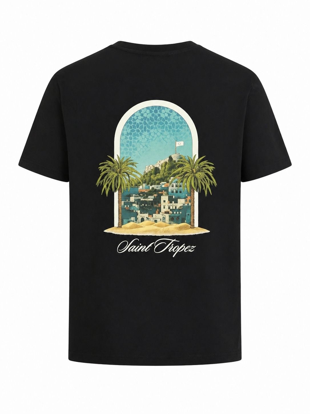 T-shirt noir Saint Tropez de la marque NO LIMIT, vue de face avec col rond et logo sur la poitrine.
