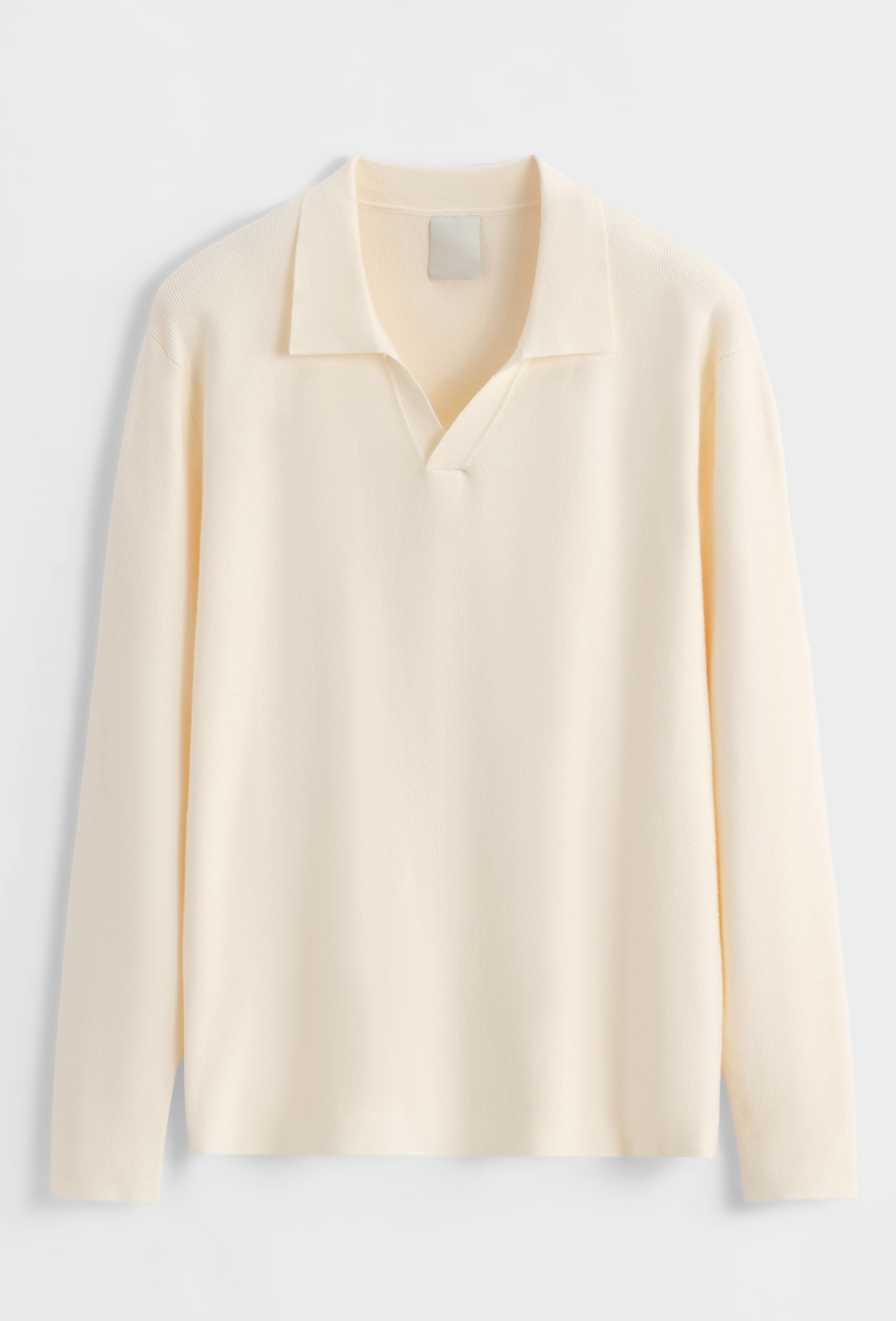 Polo col V épais - blanc cassé - NO LIMIT