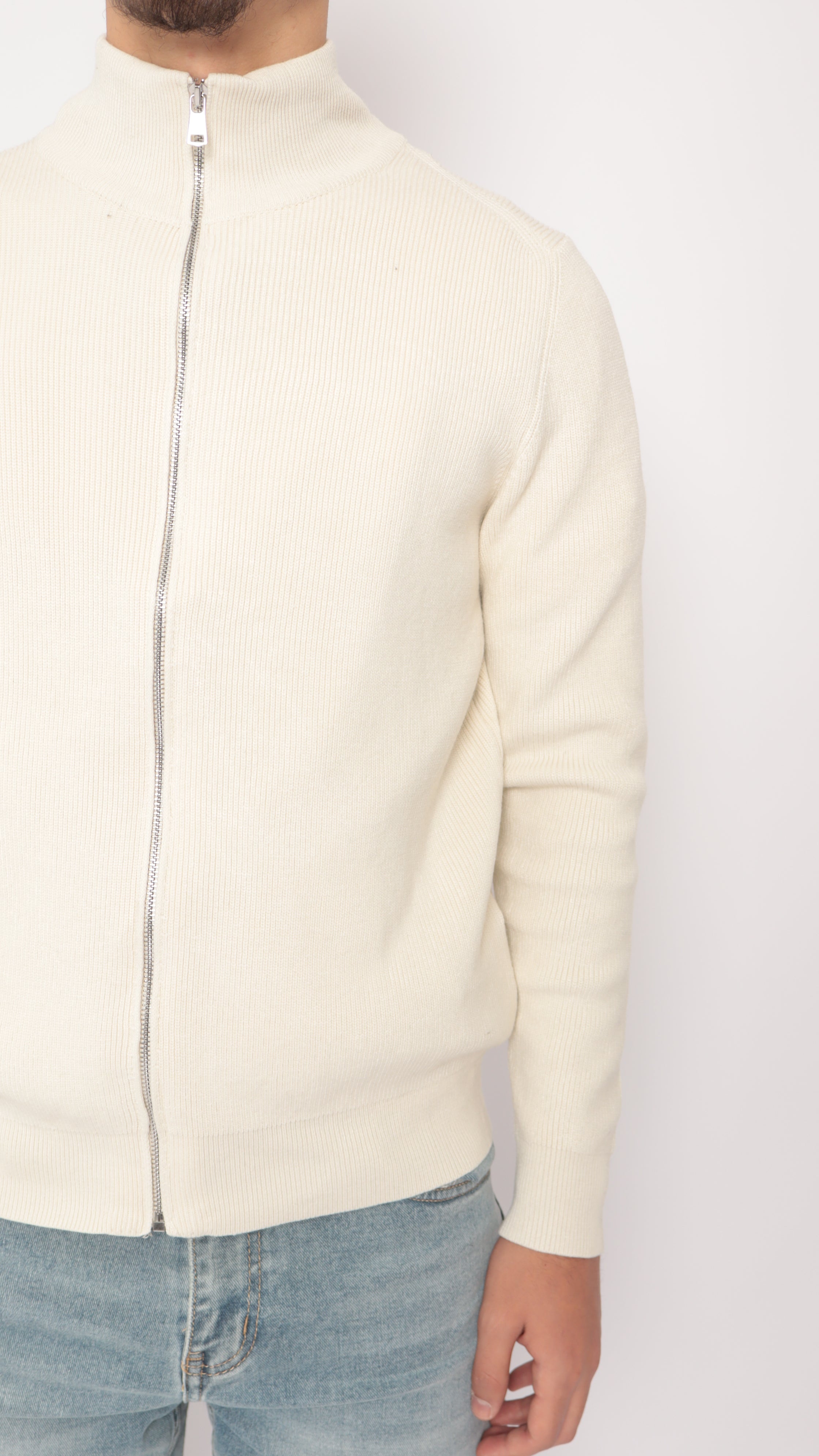 Veste maille texturé - beige - NO LIMIT