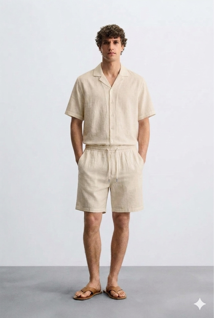 Ensemble Riviera beige de la marque NO LIMIT, comprenant un haut et un pantalon en tissu léger et élégant.