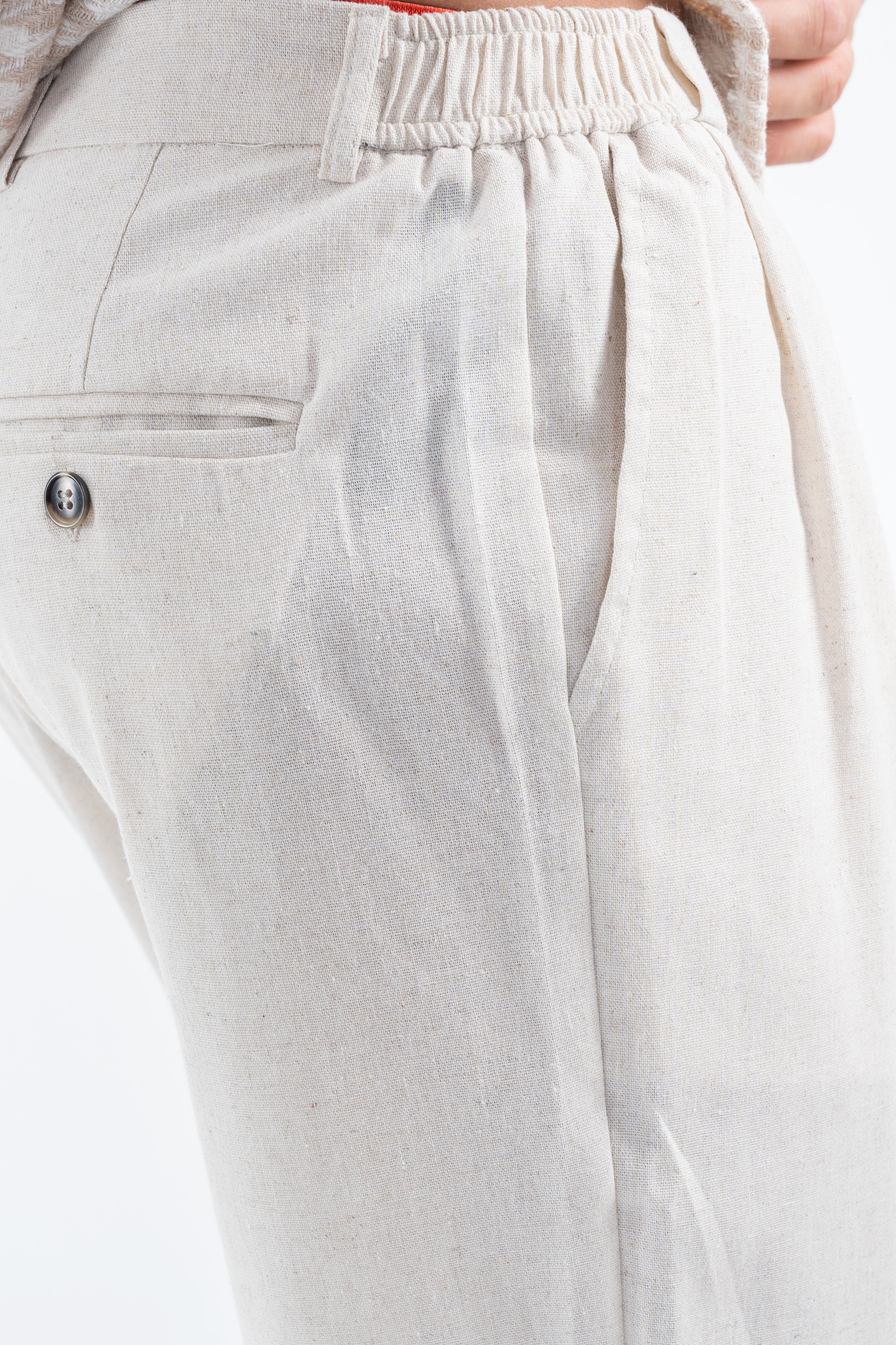 Pantalon effet lin - beige
