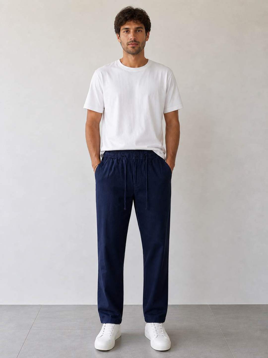Pantalon en lin - bleu marine