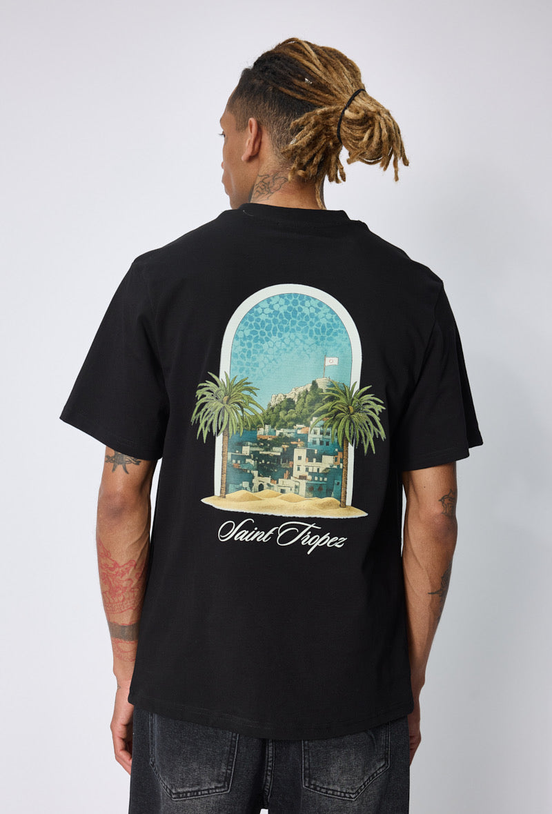 T-shirt noir Saint Tropez de la marque NO LIMIT, tissu en coton avec logo visible sur le devant.