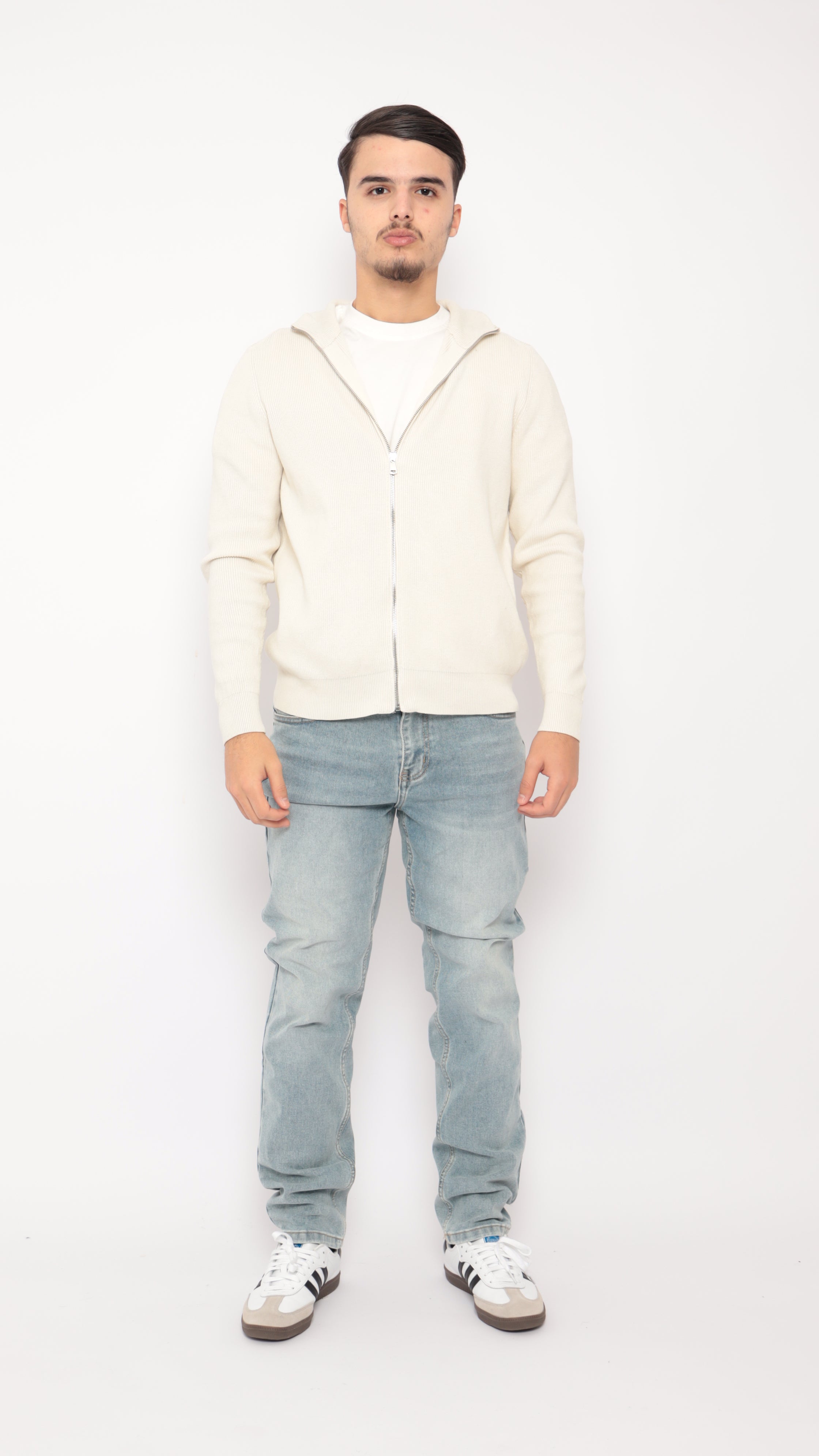 Veste maille texturé - beige - NO LIMIT