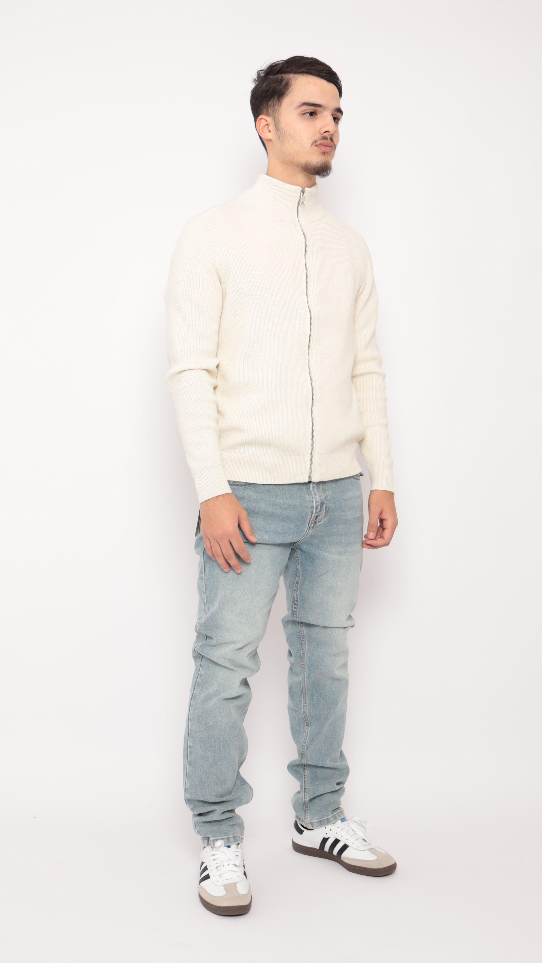 Veste maille texturé - beige - NO LIMIT