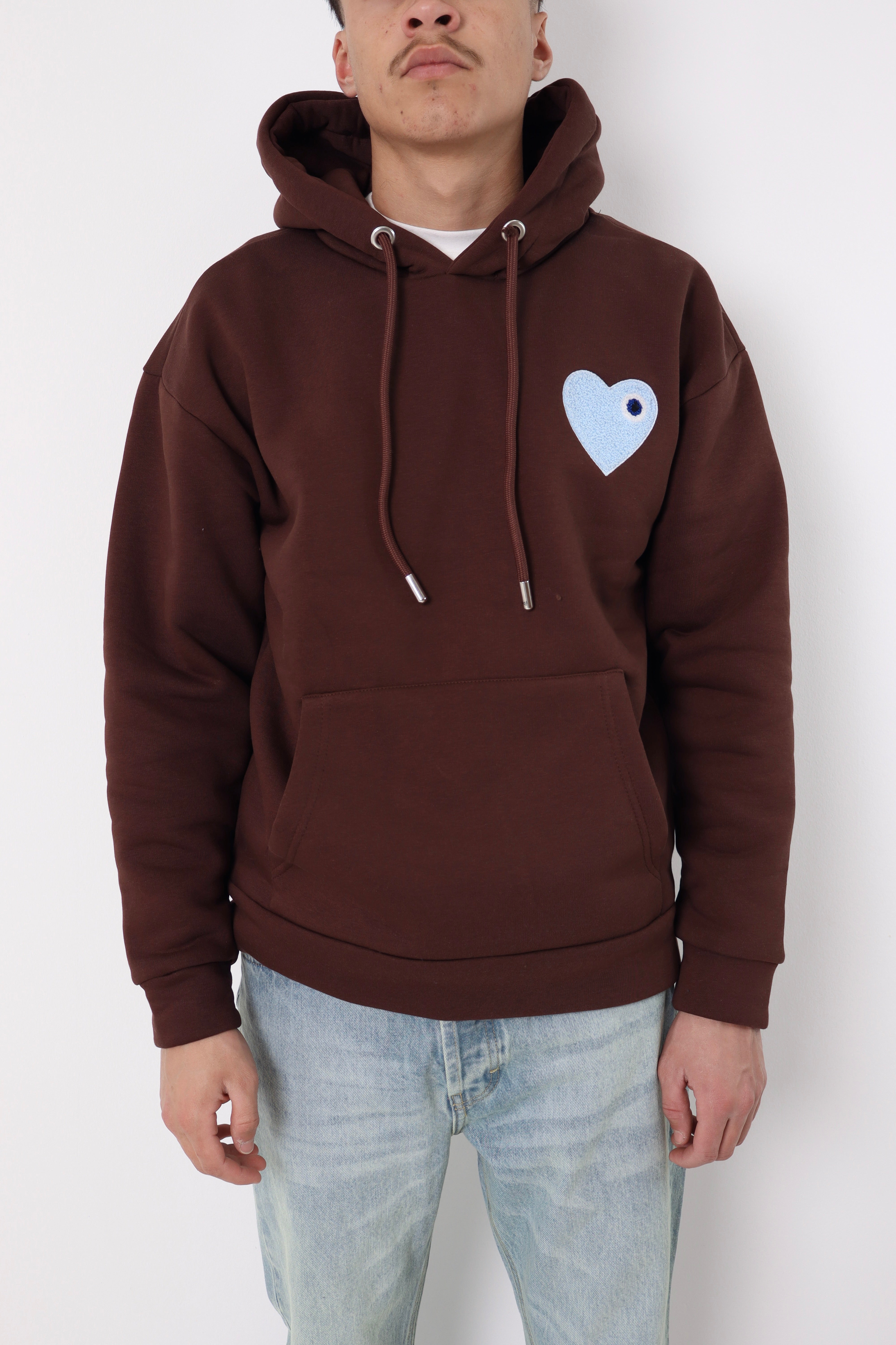 Sweat coeur - marron - coeur bleu