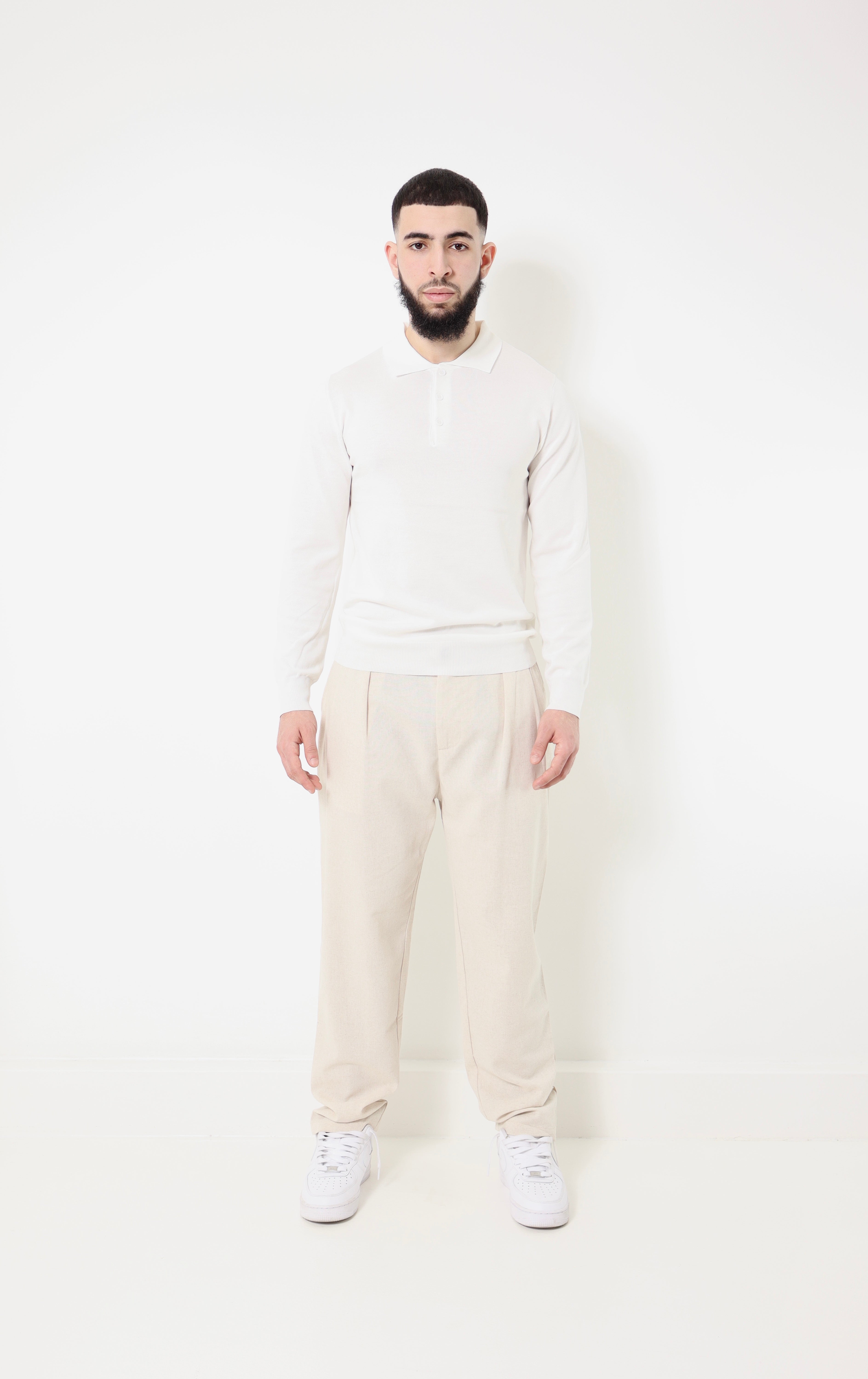 Pantalon effet lin - beige