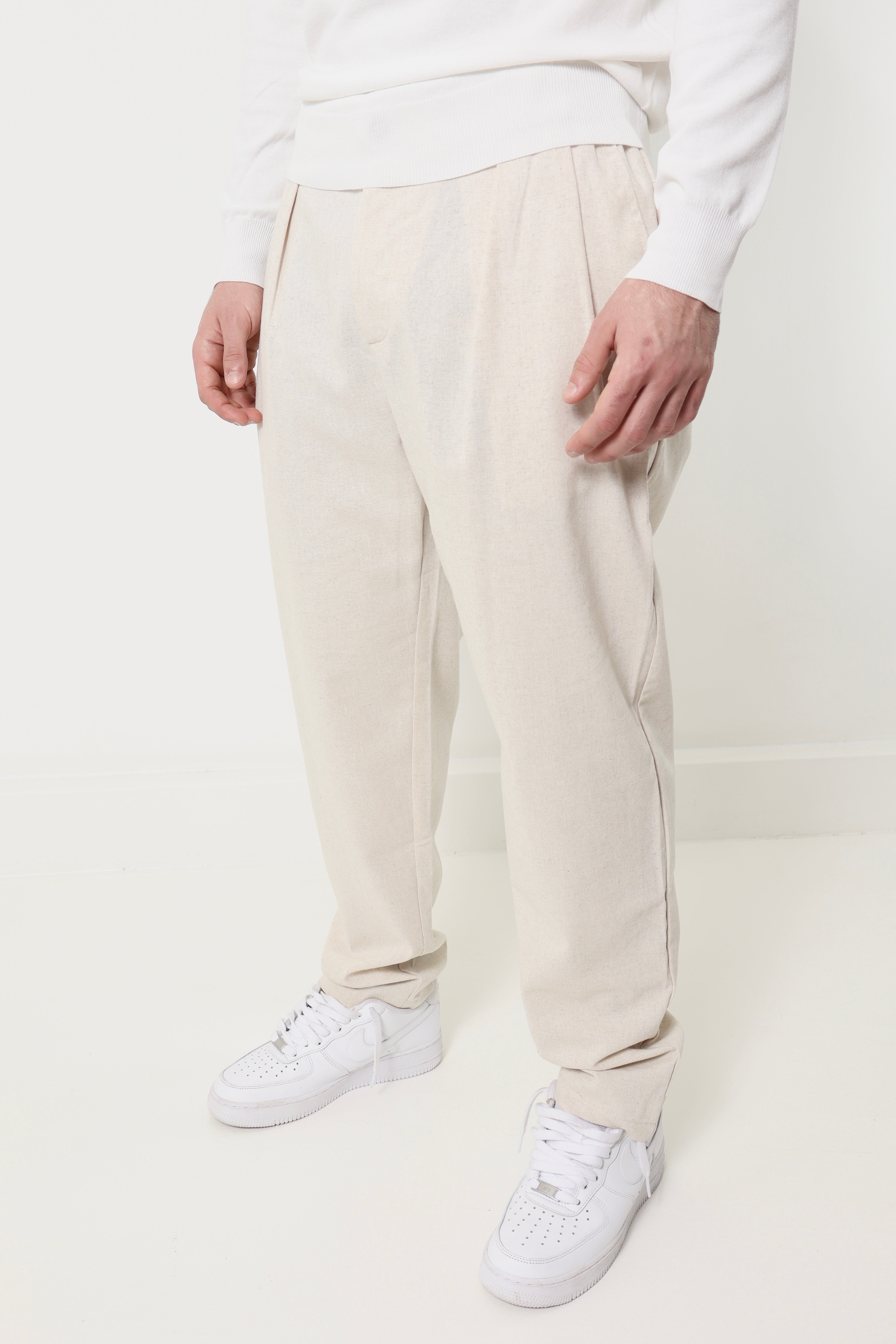 Pantalon effet lin - beige