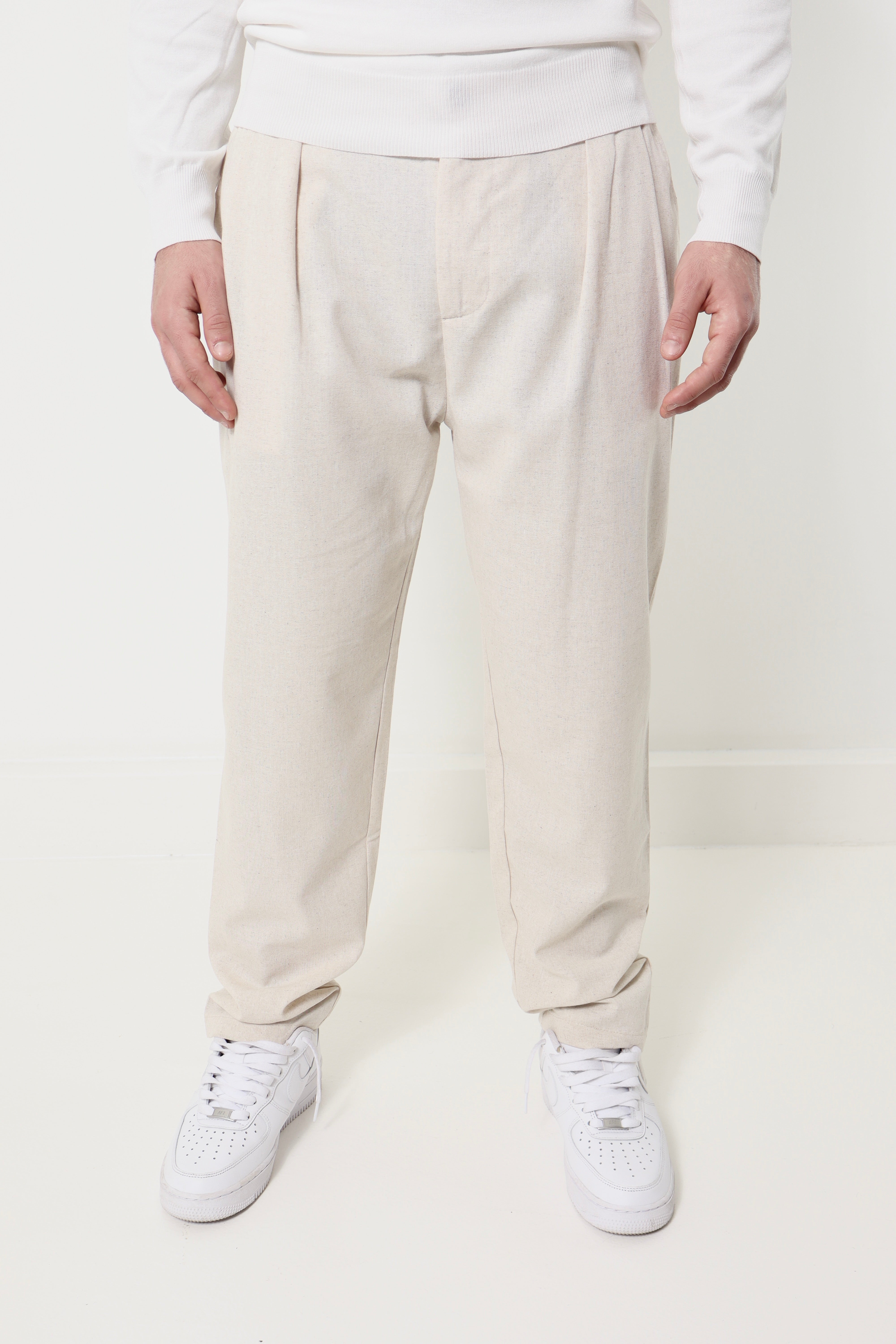 Pantalon effet lin - beige