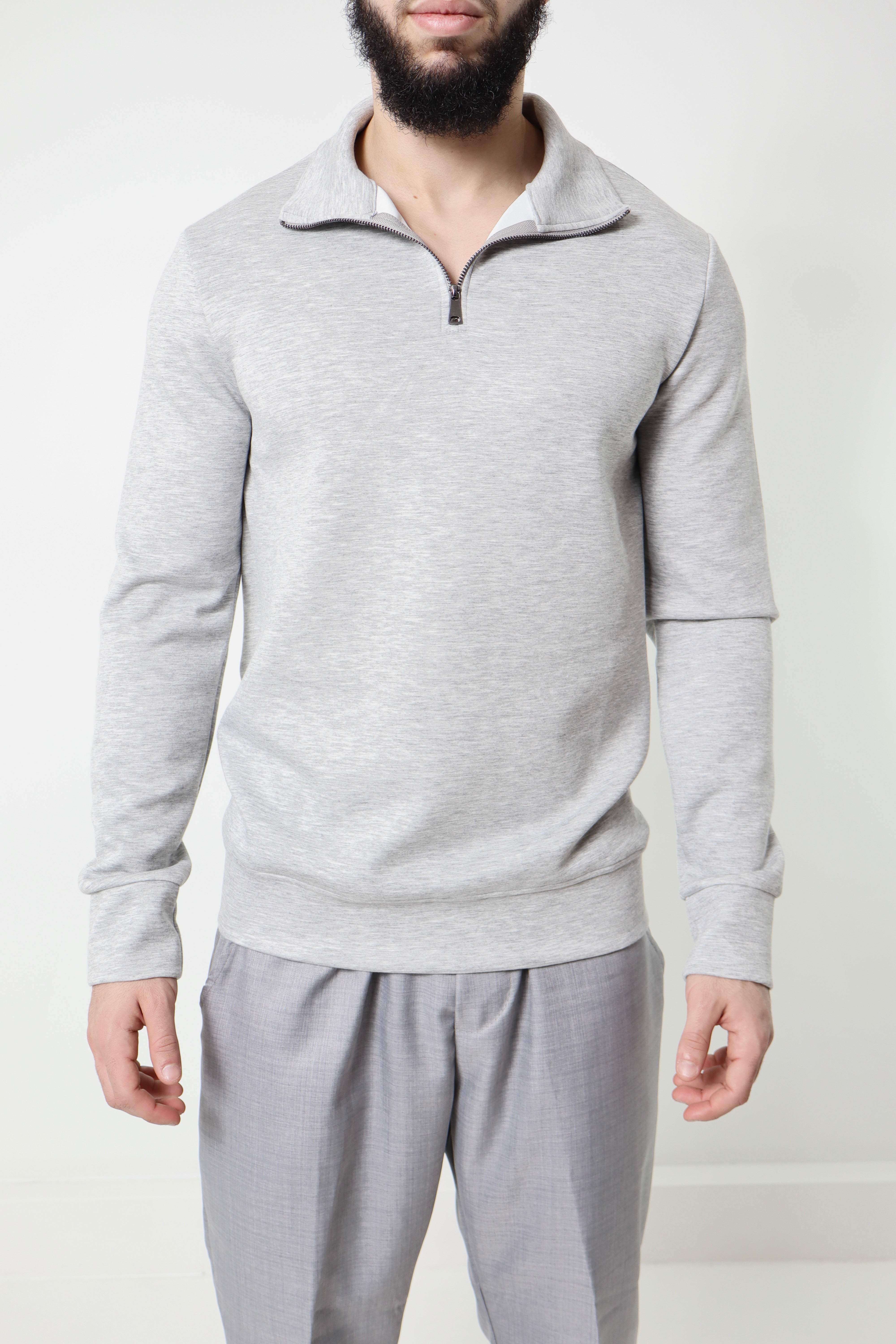 Pull col zip - gris