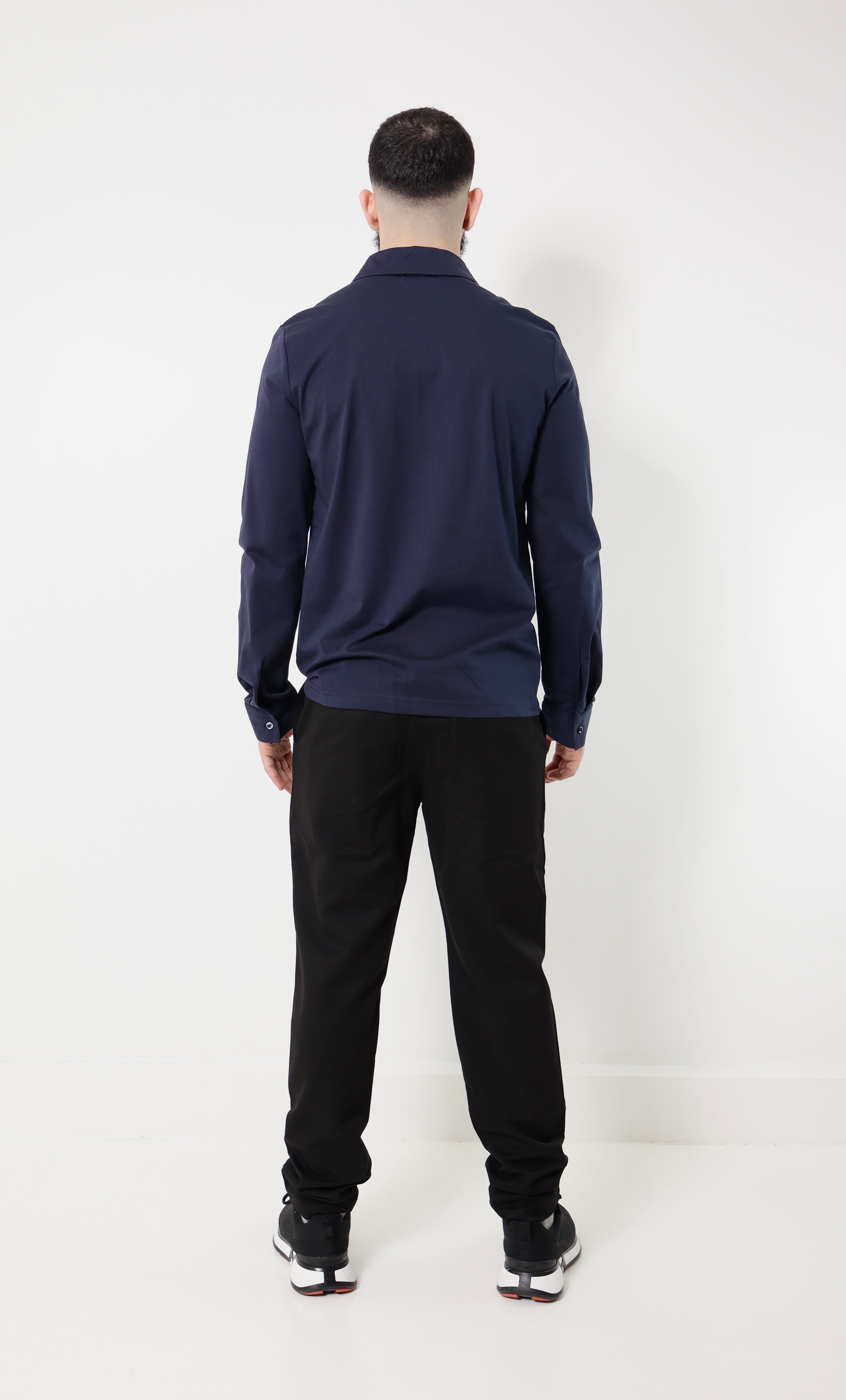 polo manches longues - à boutons - bleu marine
