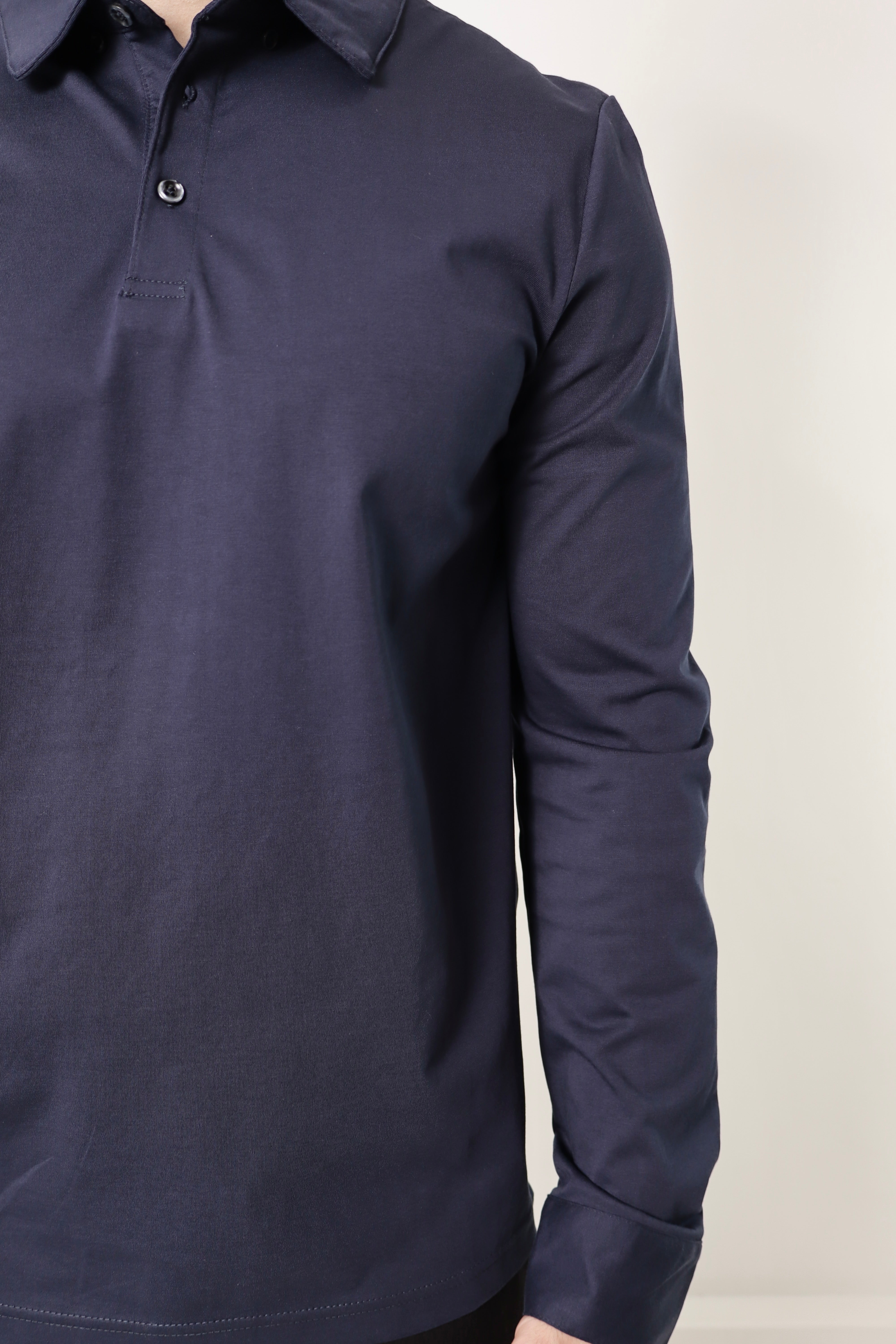 polo manches longues - à boutons - bleu marine