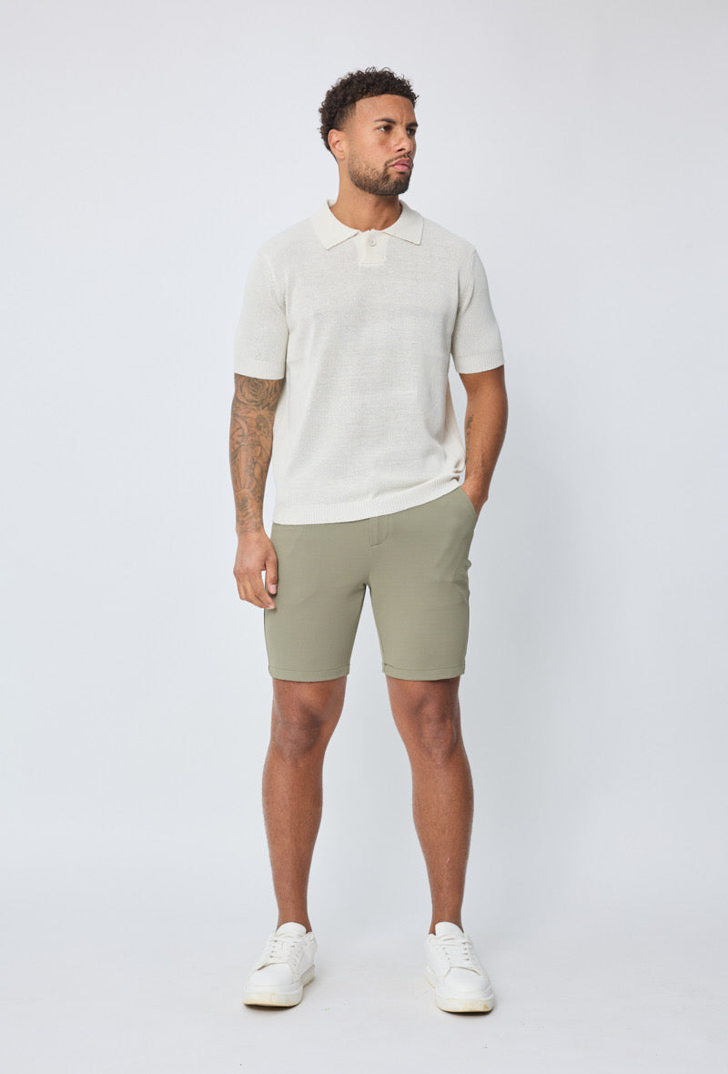 polo en maille - a boutons - beige