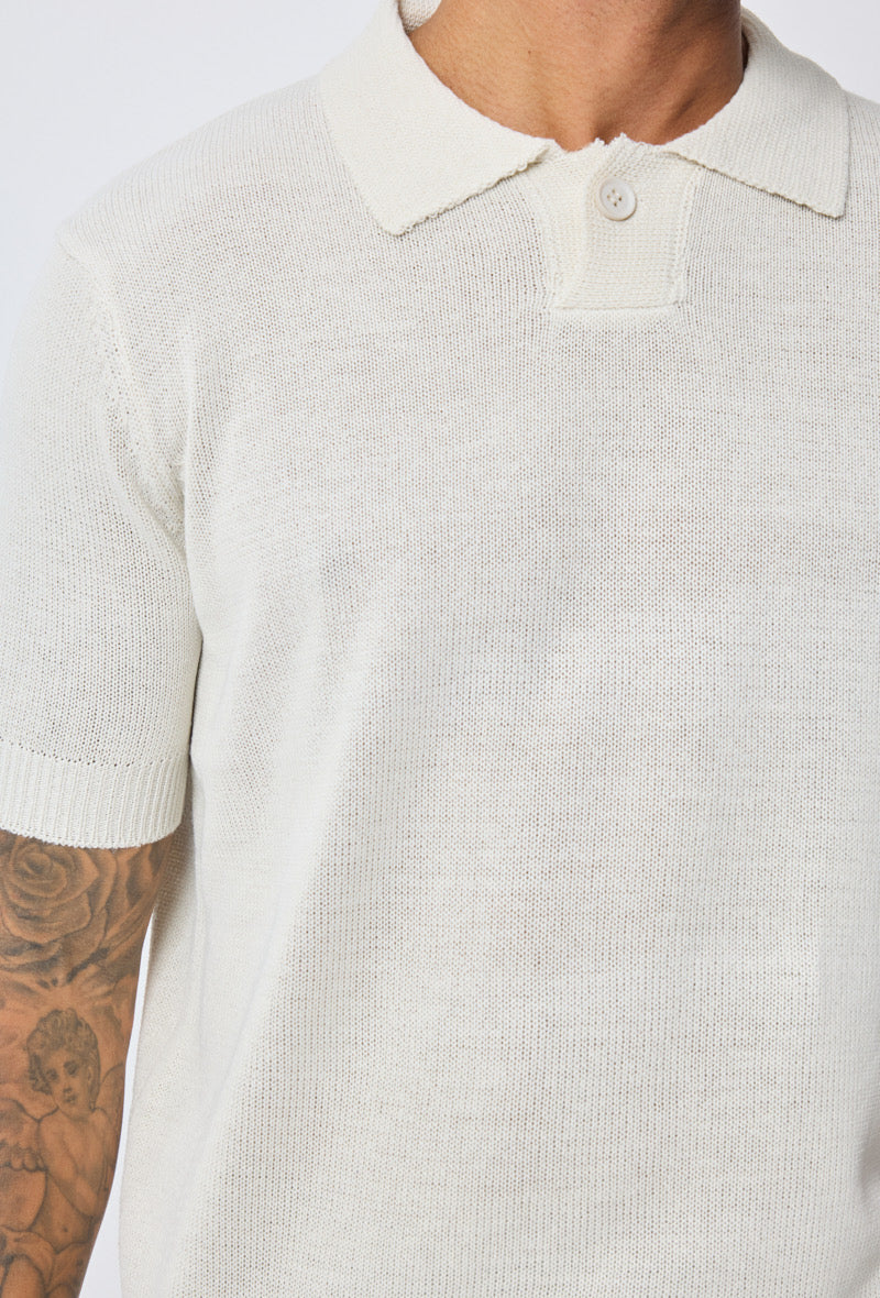 polo en maille - a boutons - beige