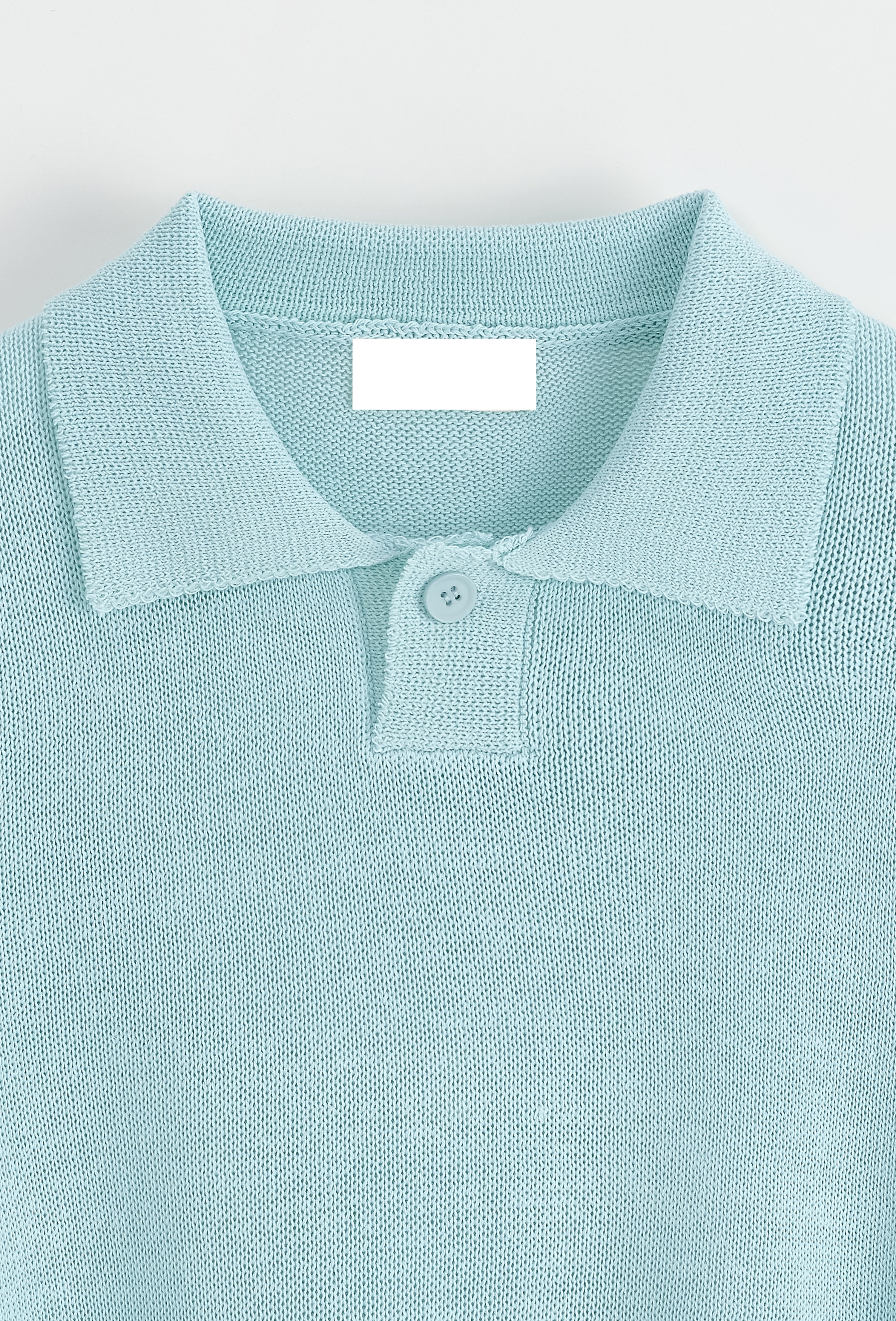 polo en maille - a boutons - bleu