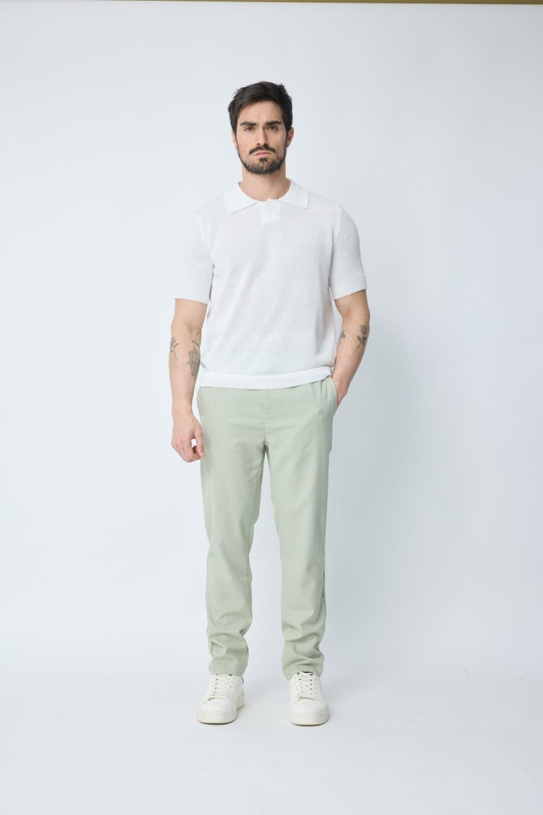 Polo blanc à boutons texturés pour homme, manches courtes, marque NO LIMIT, vue de face sur fond neutre.