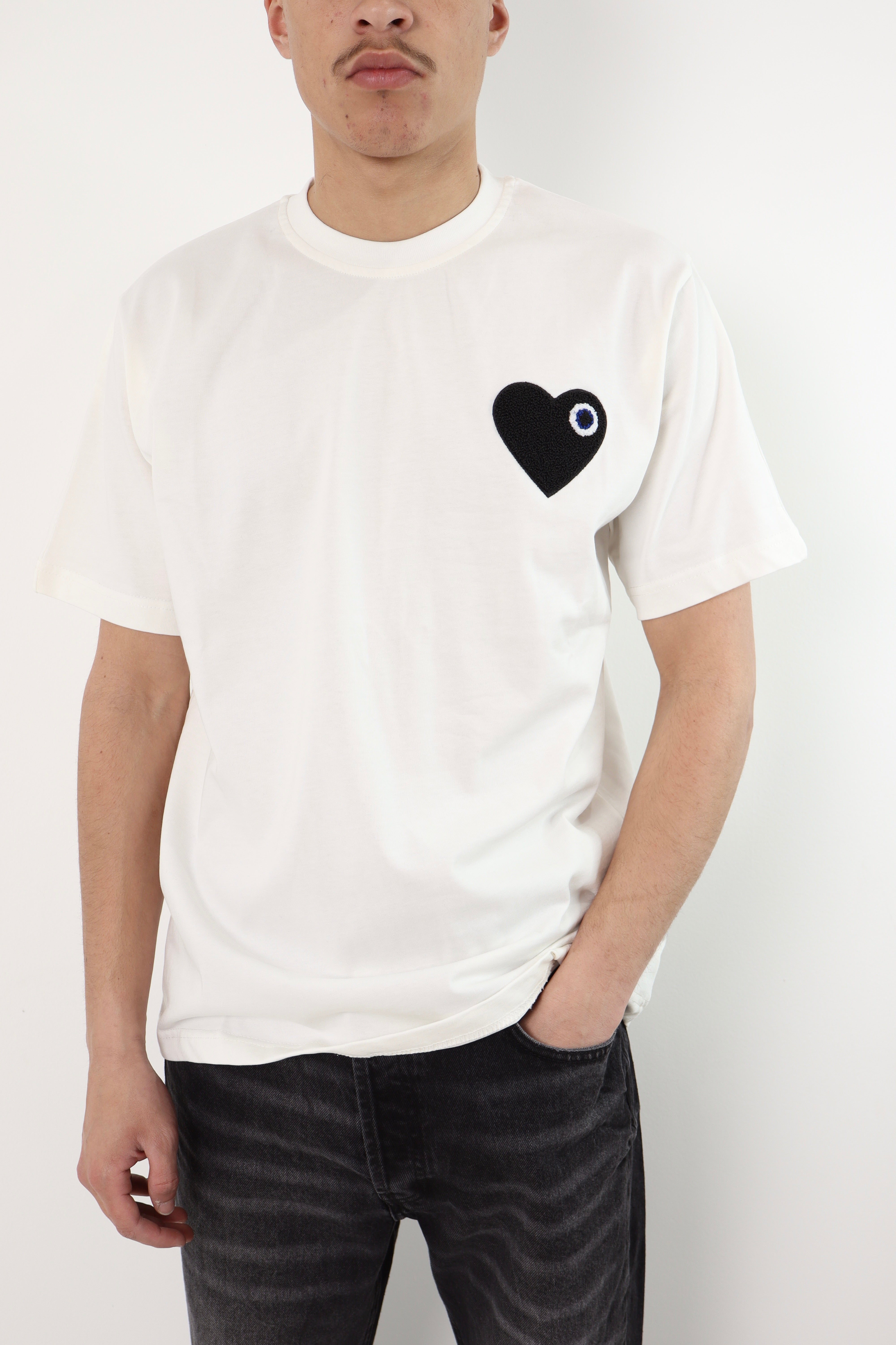 T-shirt coeur - blanc - coeur noir