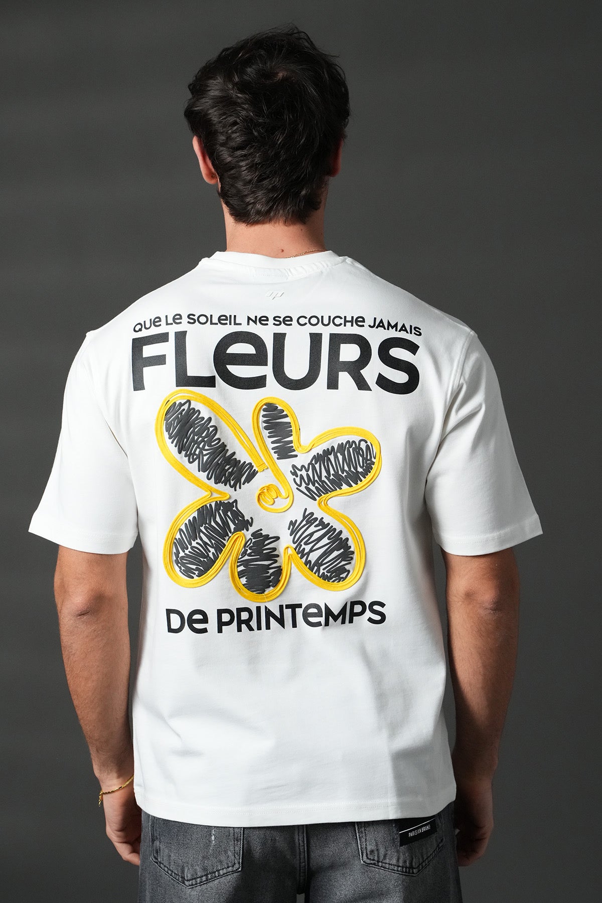 T-shirt blanc NO LIMIT avec motif de fleurs colorées, coupe classique, vue de face.