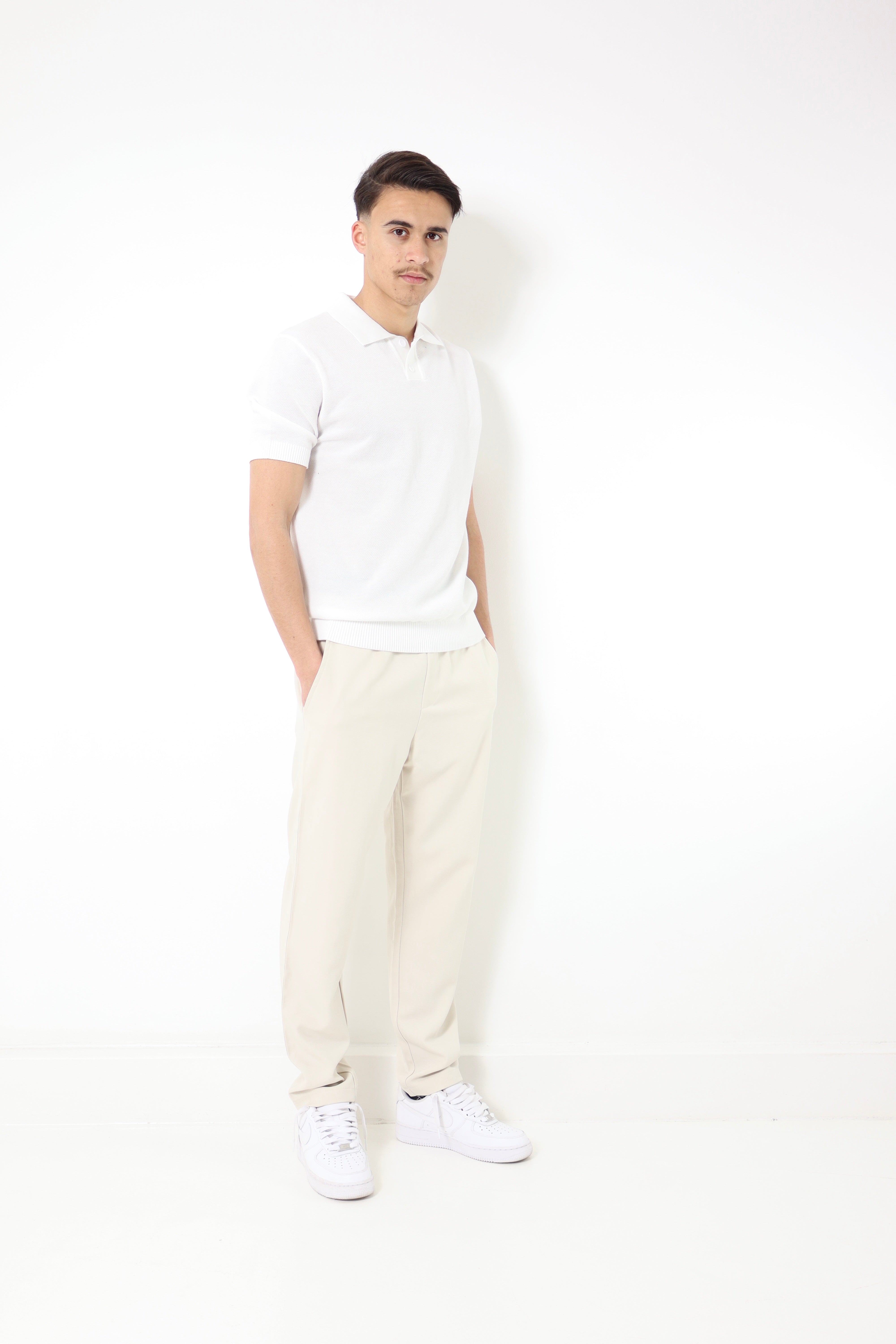 Polo manches courtes en maille - blanc