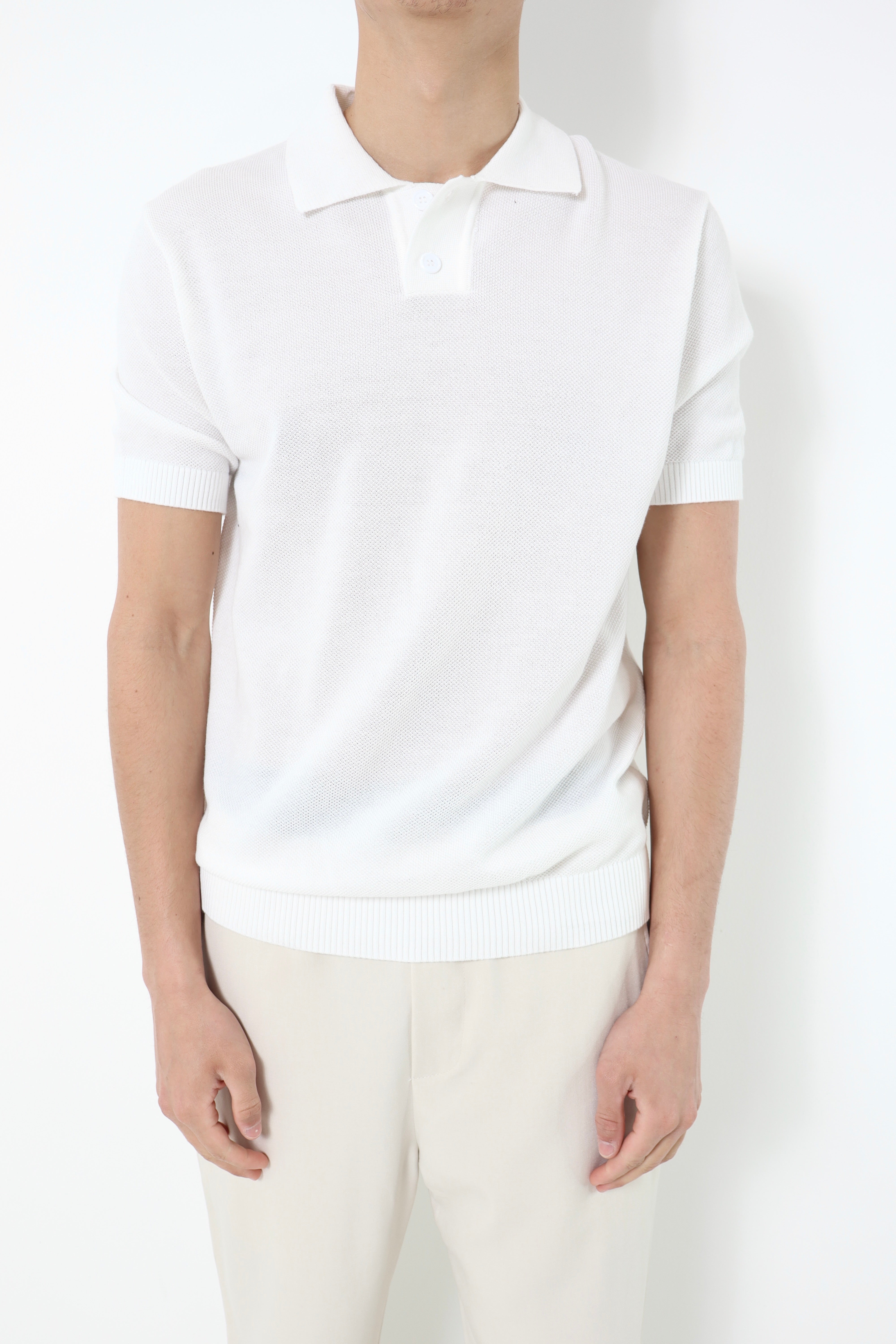 Polo manches courtes en maille - blanc