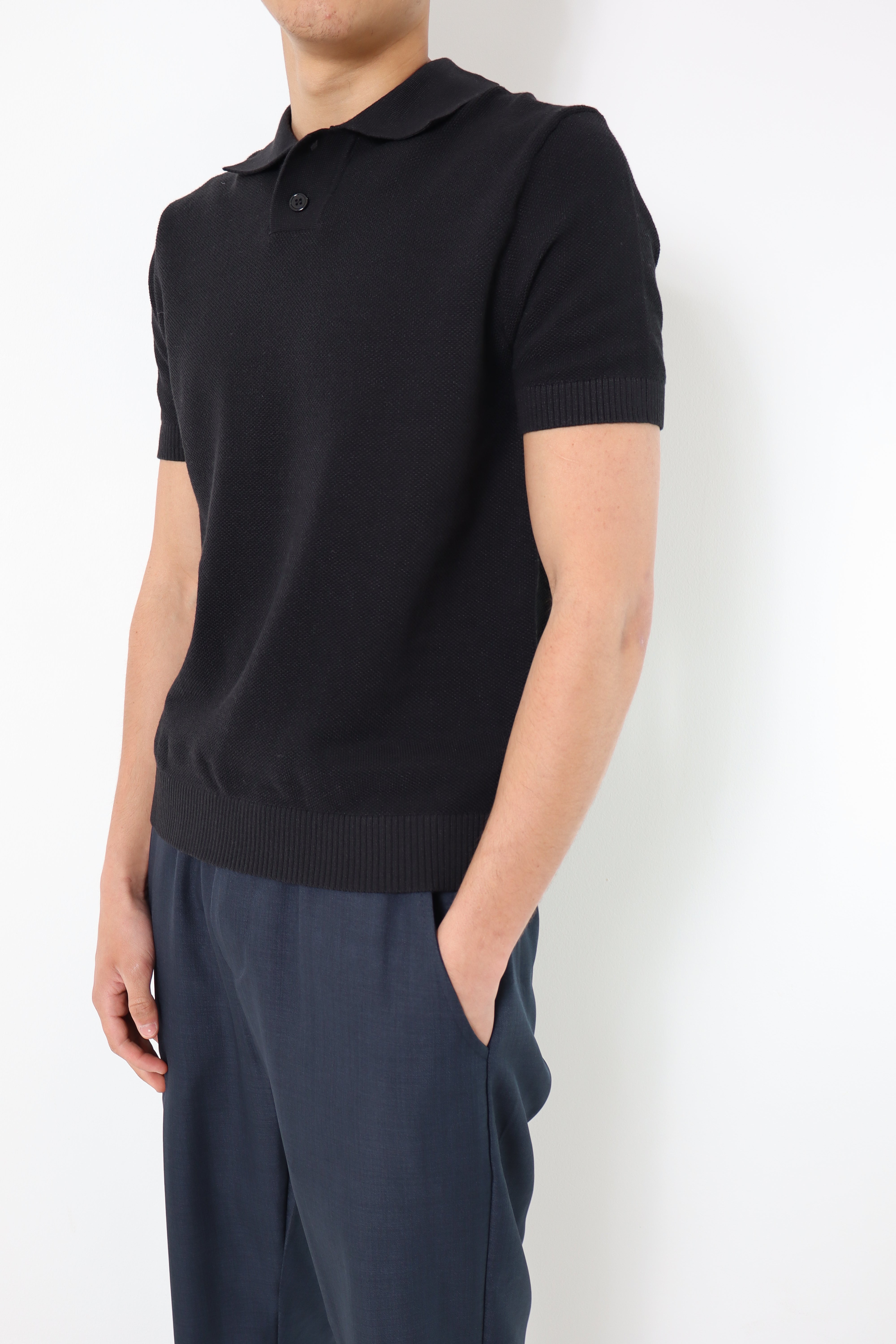 Polo manches courtes en maille - noir
