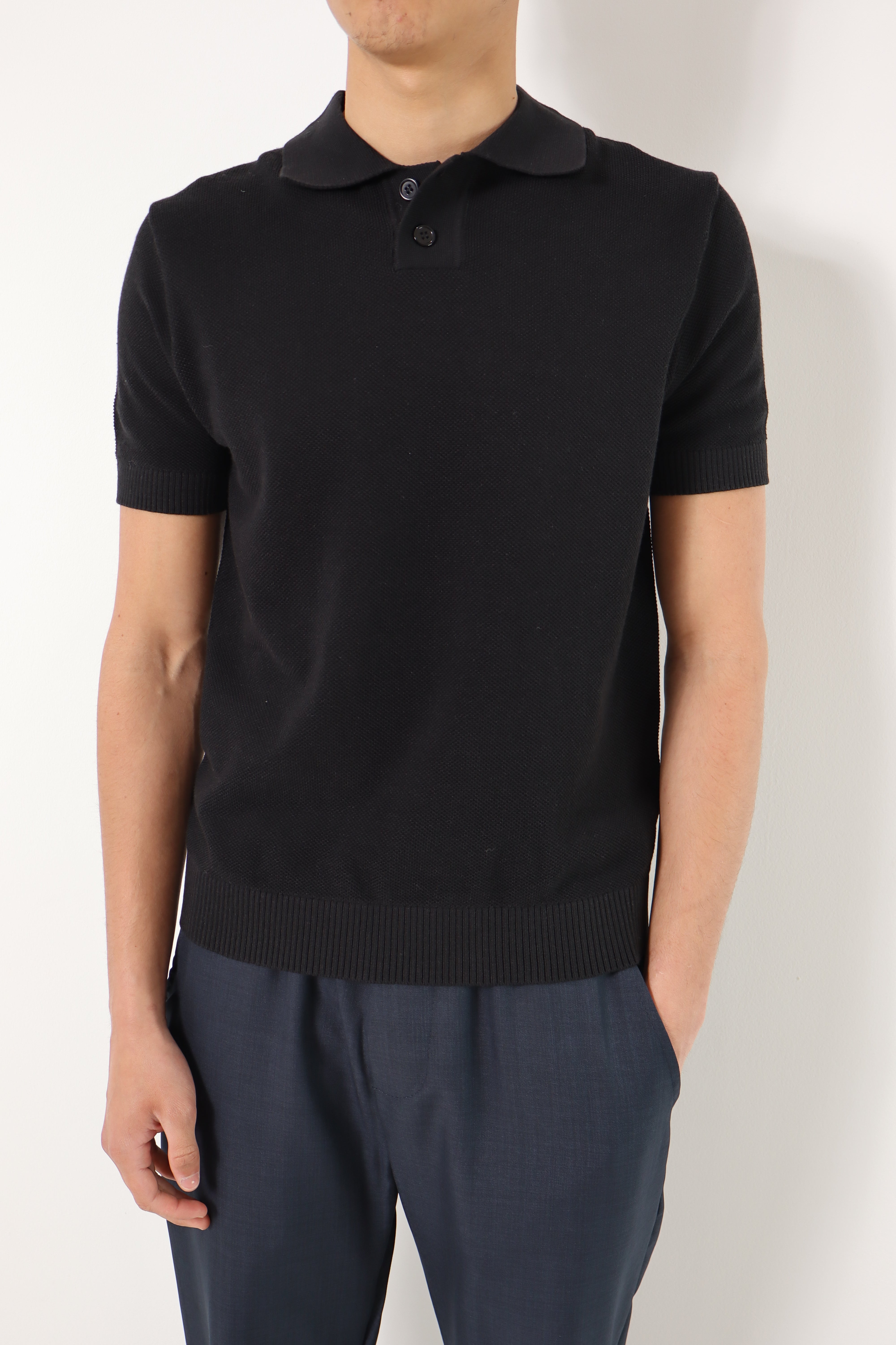 Polo manches courtes en maille - noir