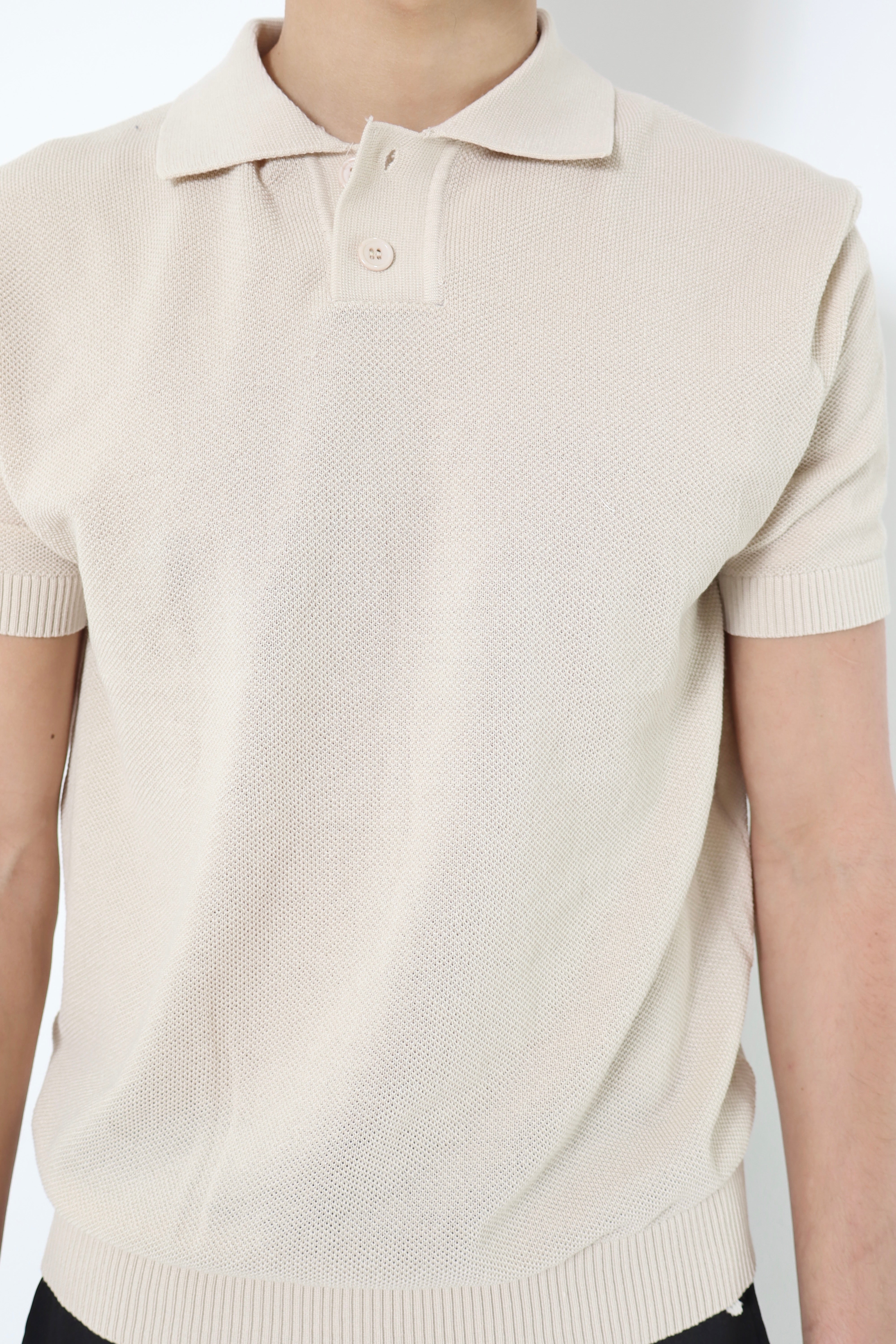 Polo manches courtes en maille - beige