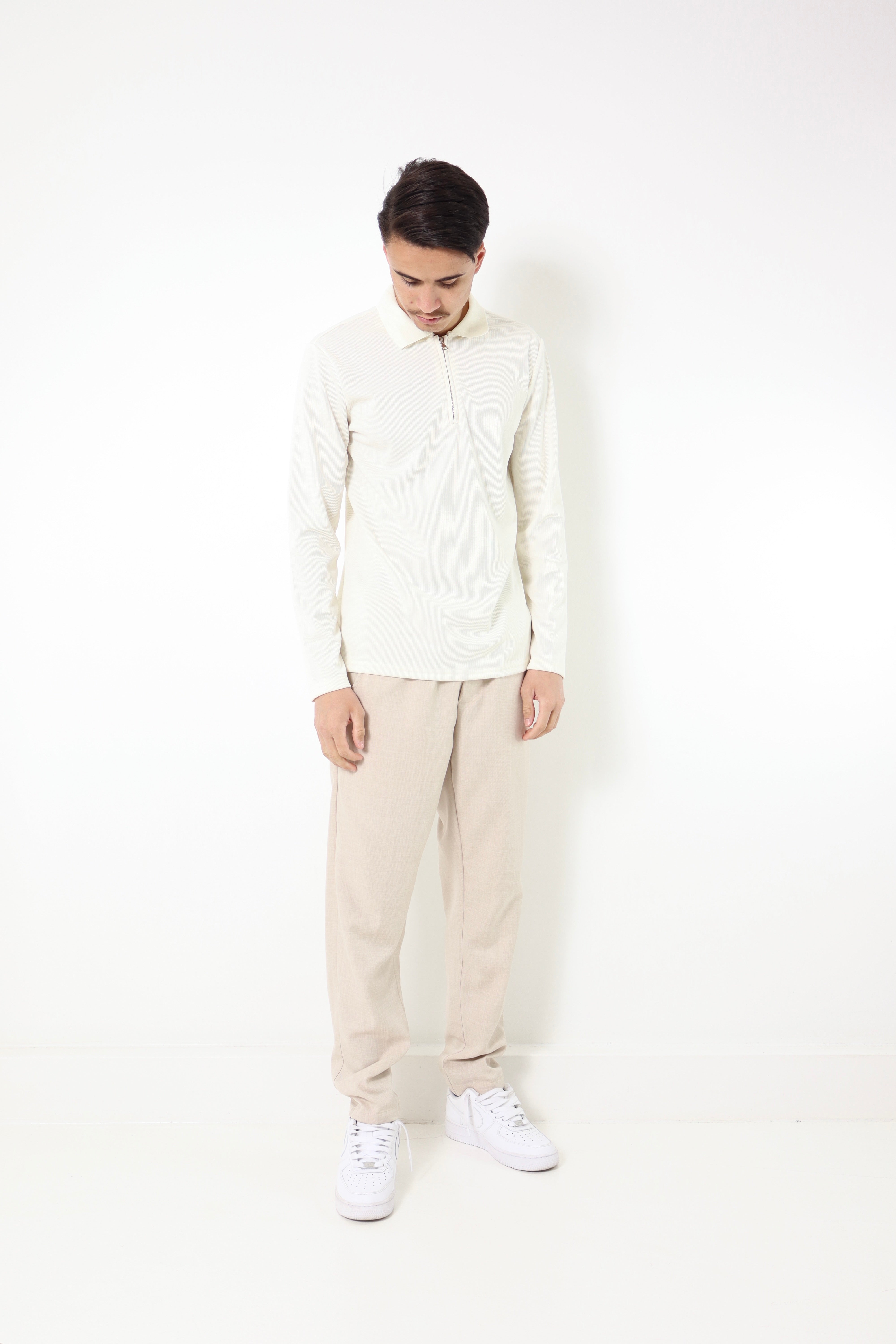 polo manches longues - à zip - blanc