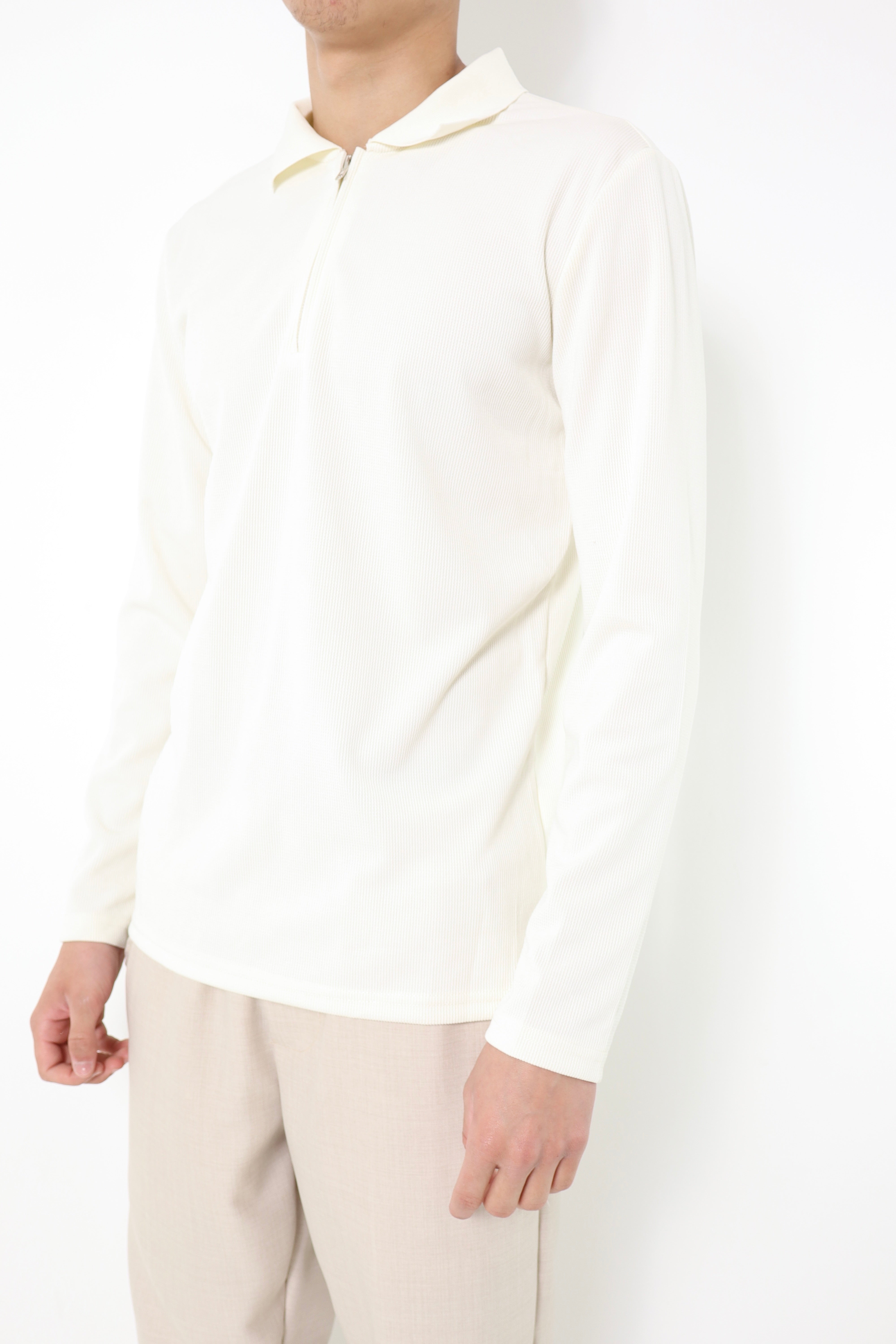 polo manches longues - à zip - blanc