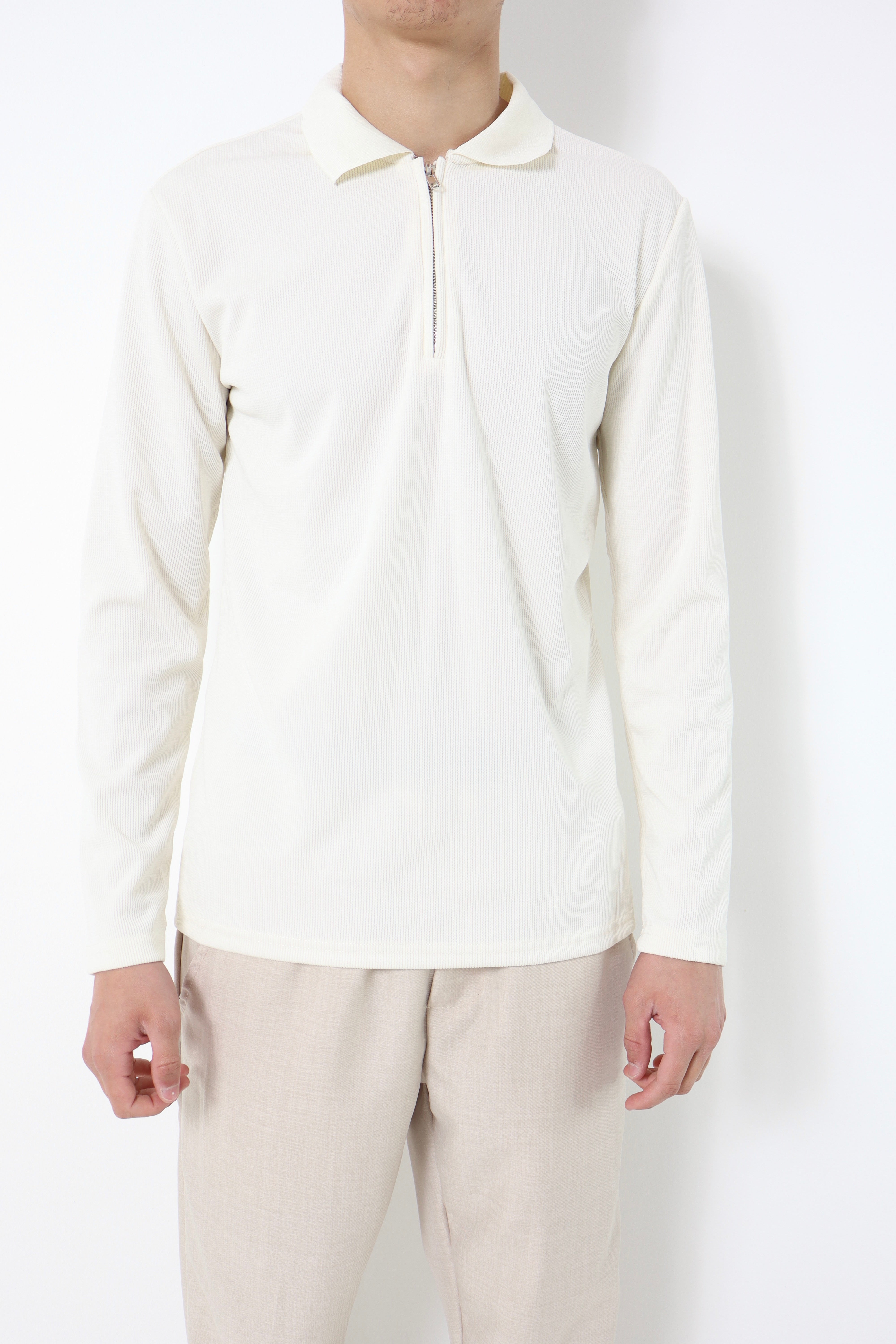 polo manches longues - à zip - blanc