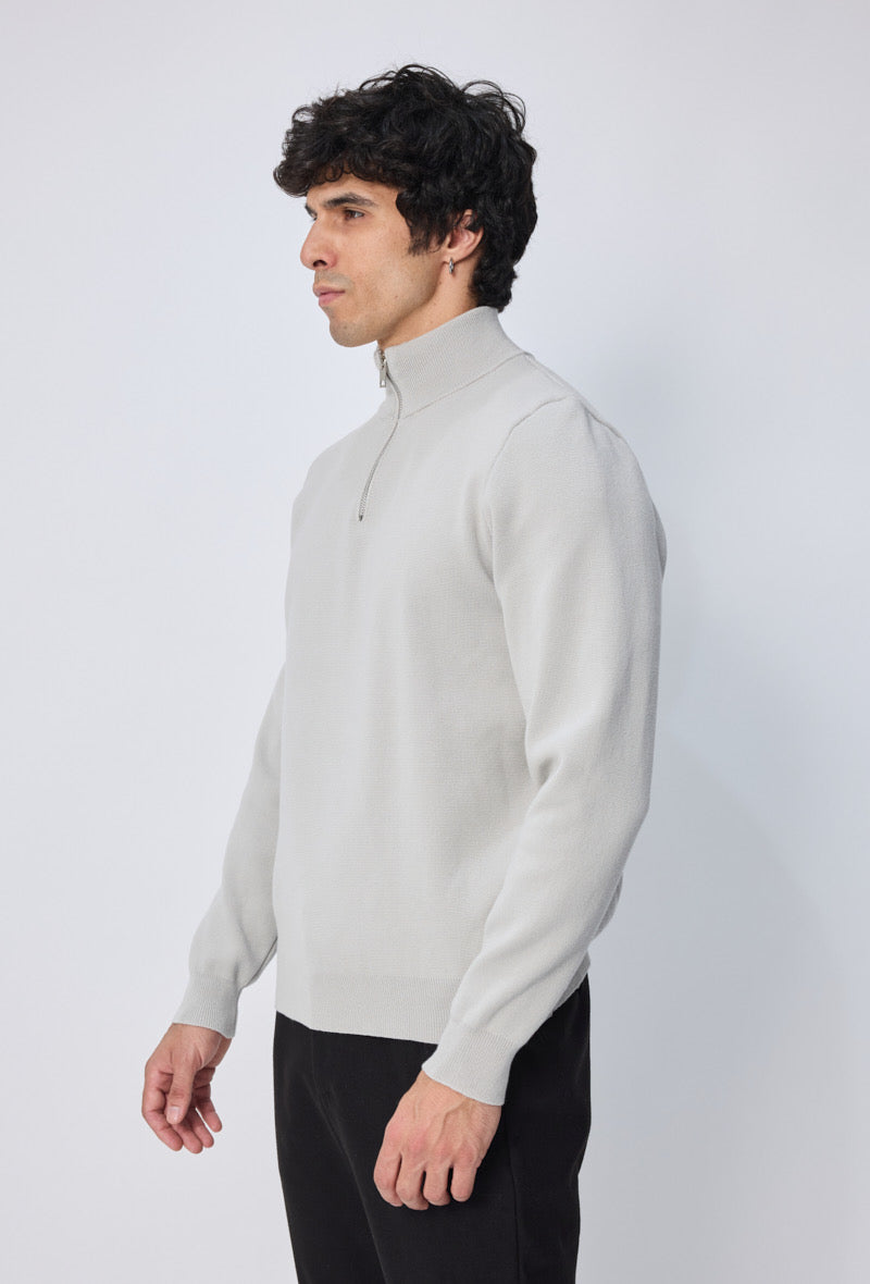 Pull à zip texturé - gris - NO LIMIT