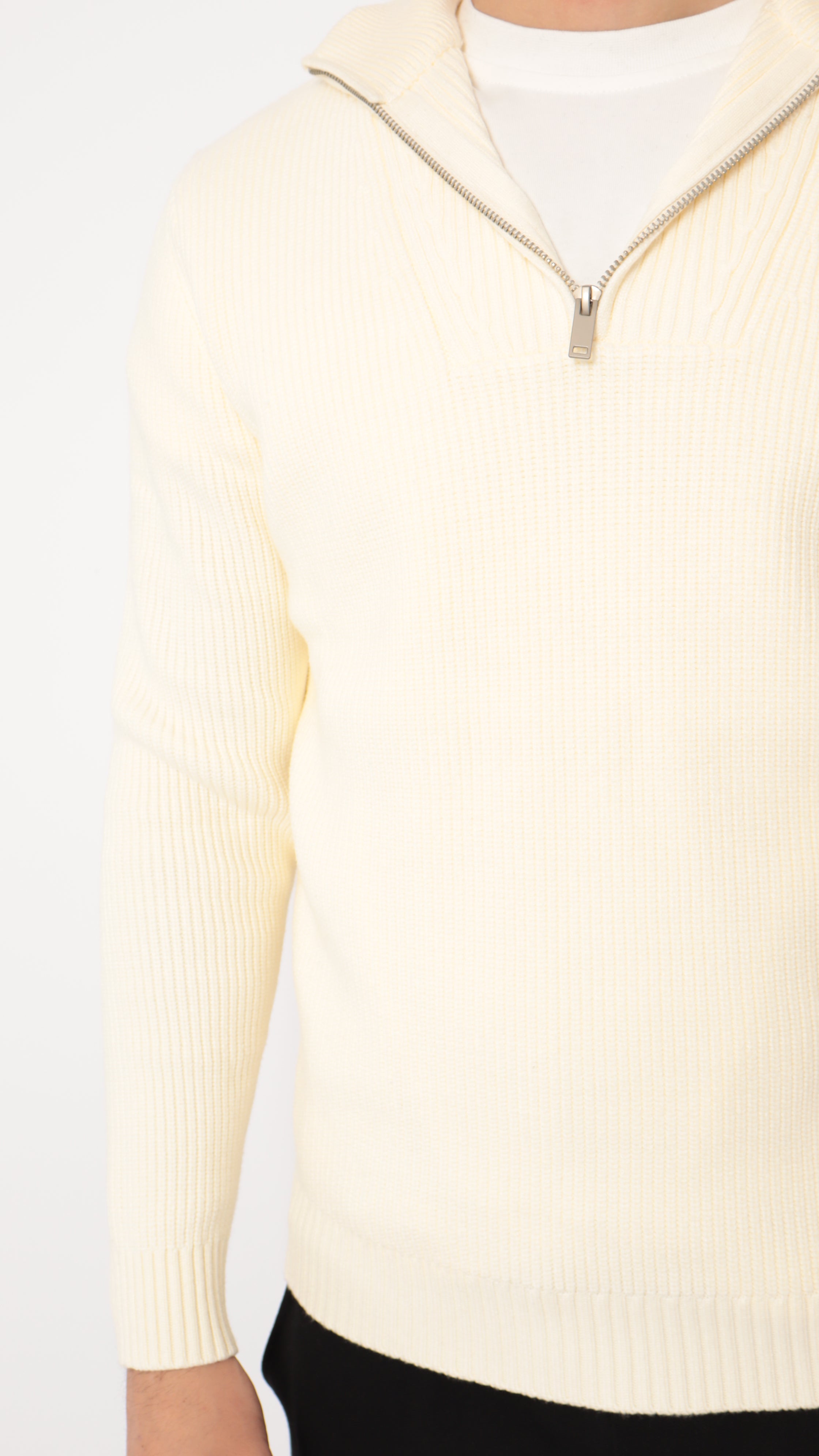 Pull col zip - blanc écru - NO LIMIT