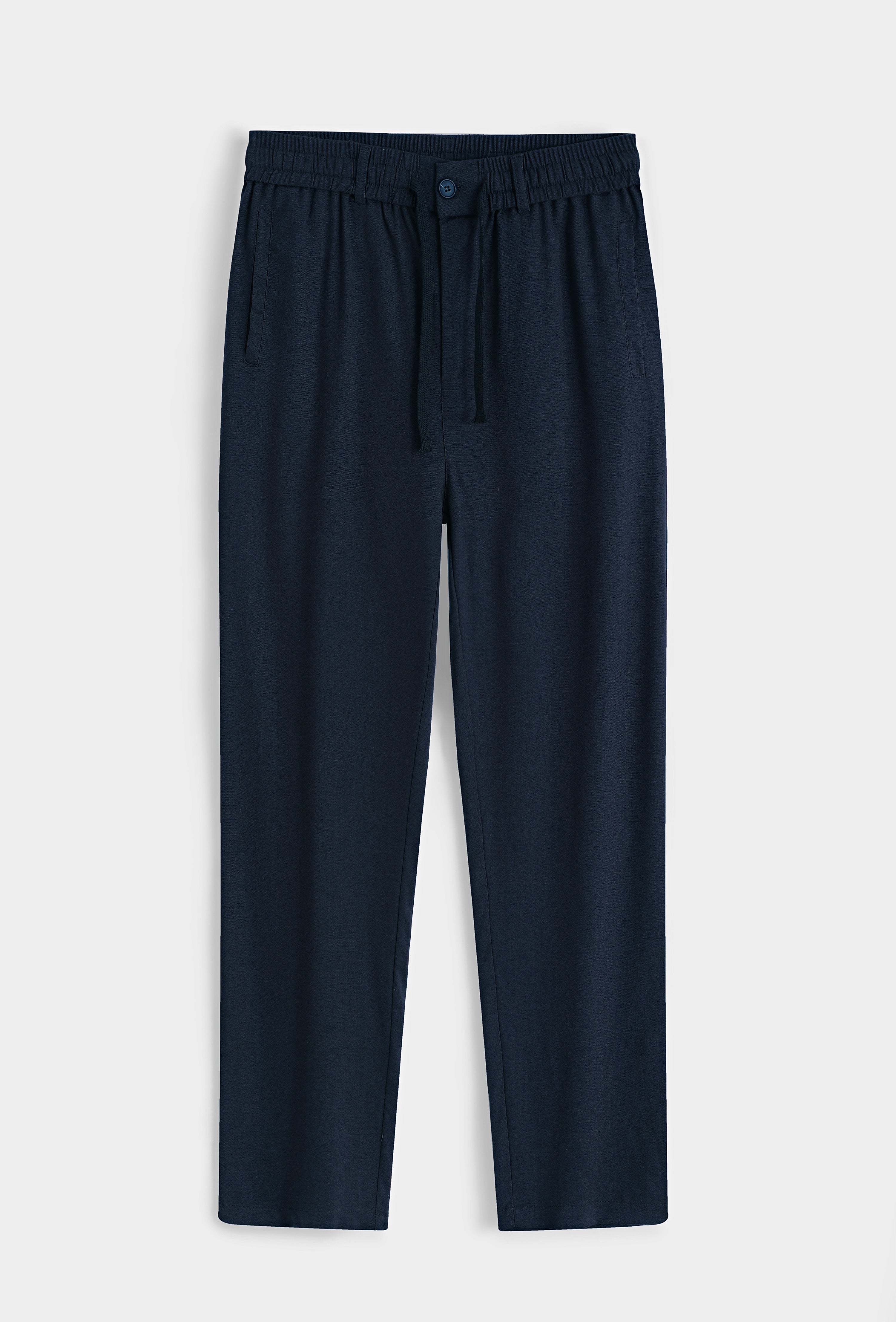 Pantalon effet lin NO LIMIT bleu marin, coupe droite, tissu léger et respirant, idéal pour un look décontracté élégant.