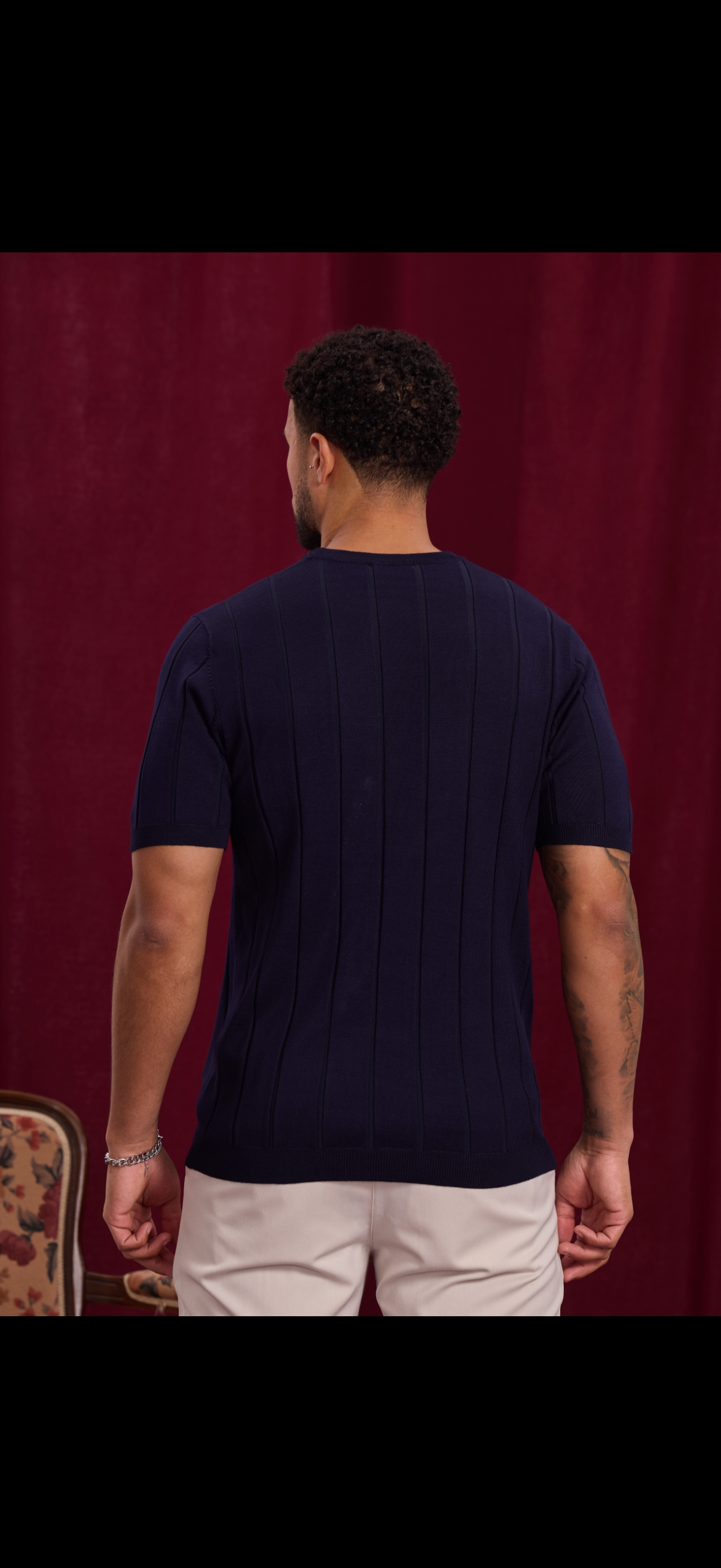 T-shirt à détails - bleu marine