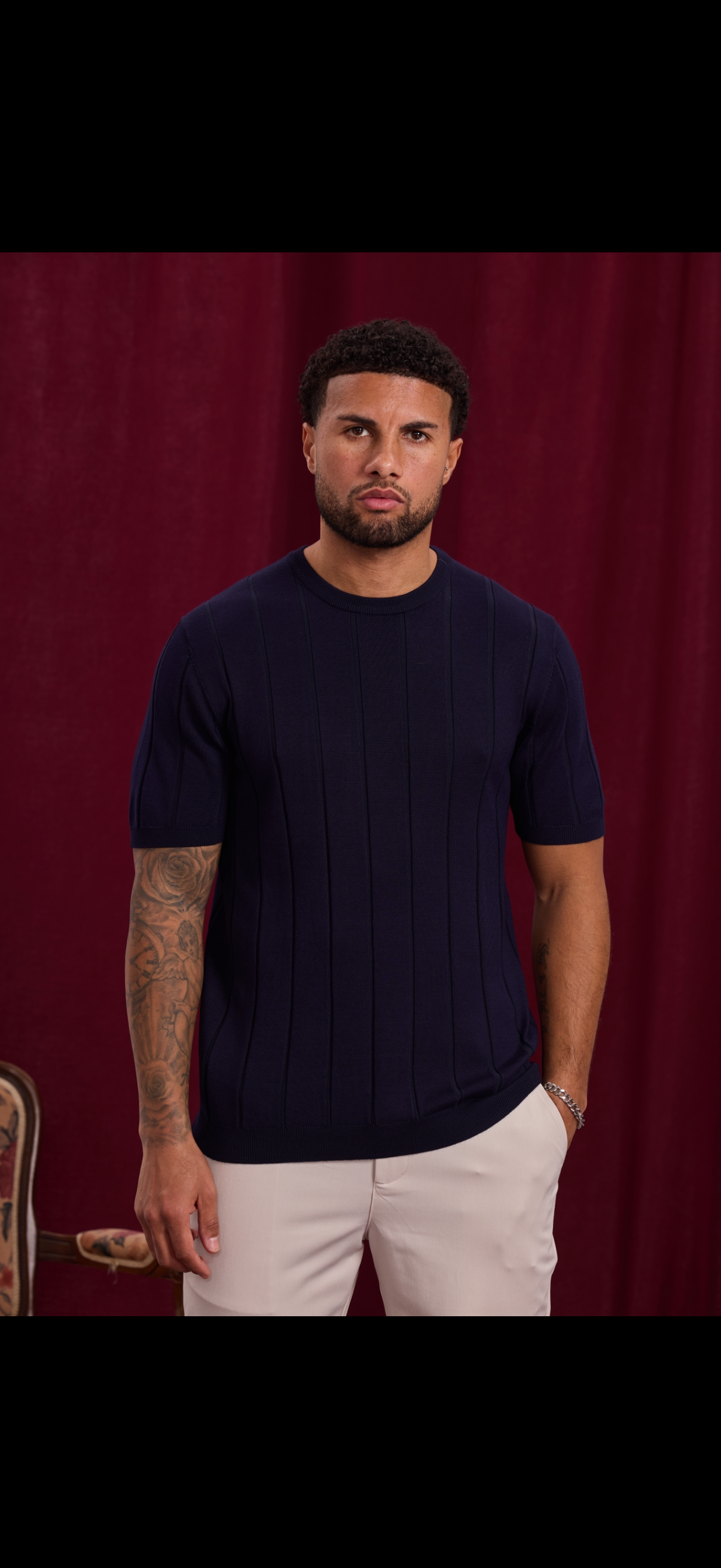 T-shirt à détails - bleu marine