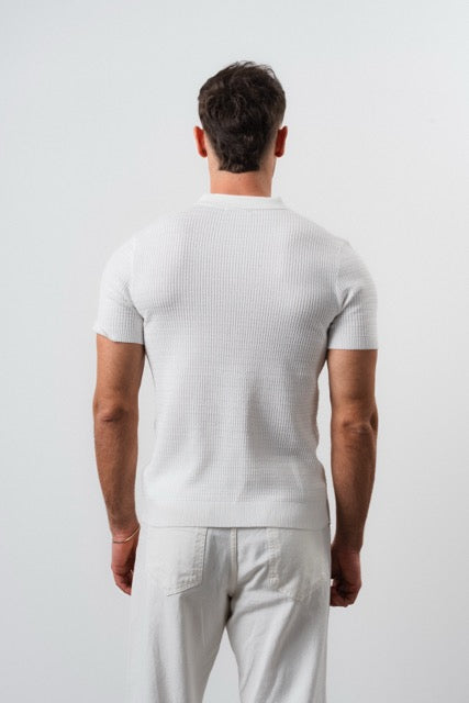 Polo à boutons blanc pour homme avec manches courtes de la marque NO LIMIT, vue en gros plan.