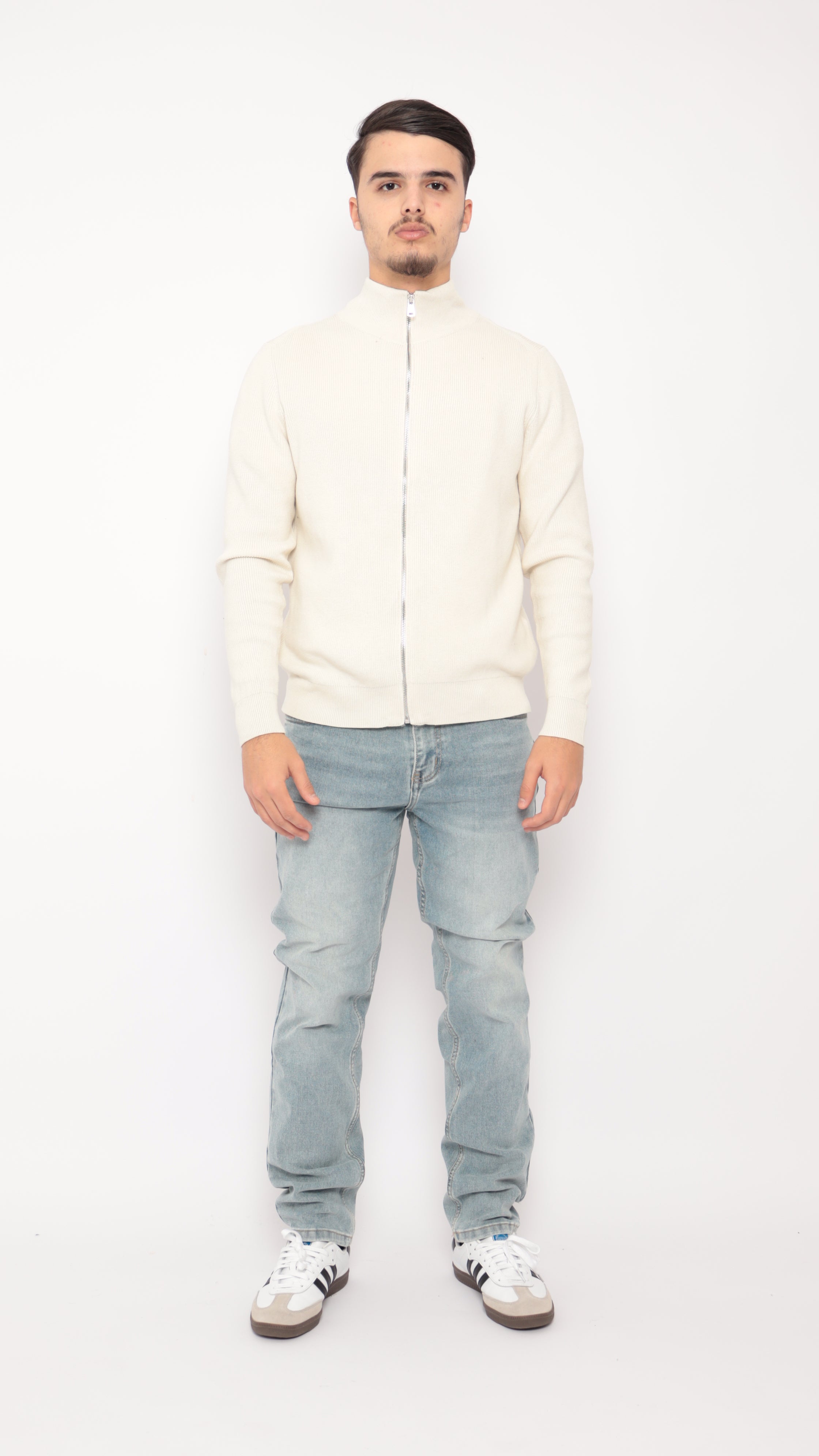 Veste maille texturé - beige - NO LIMIT