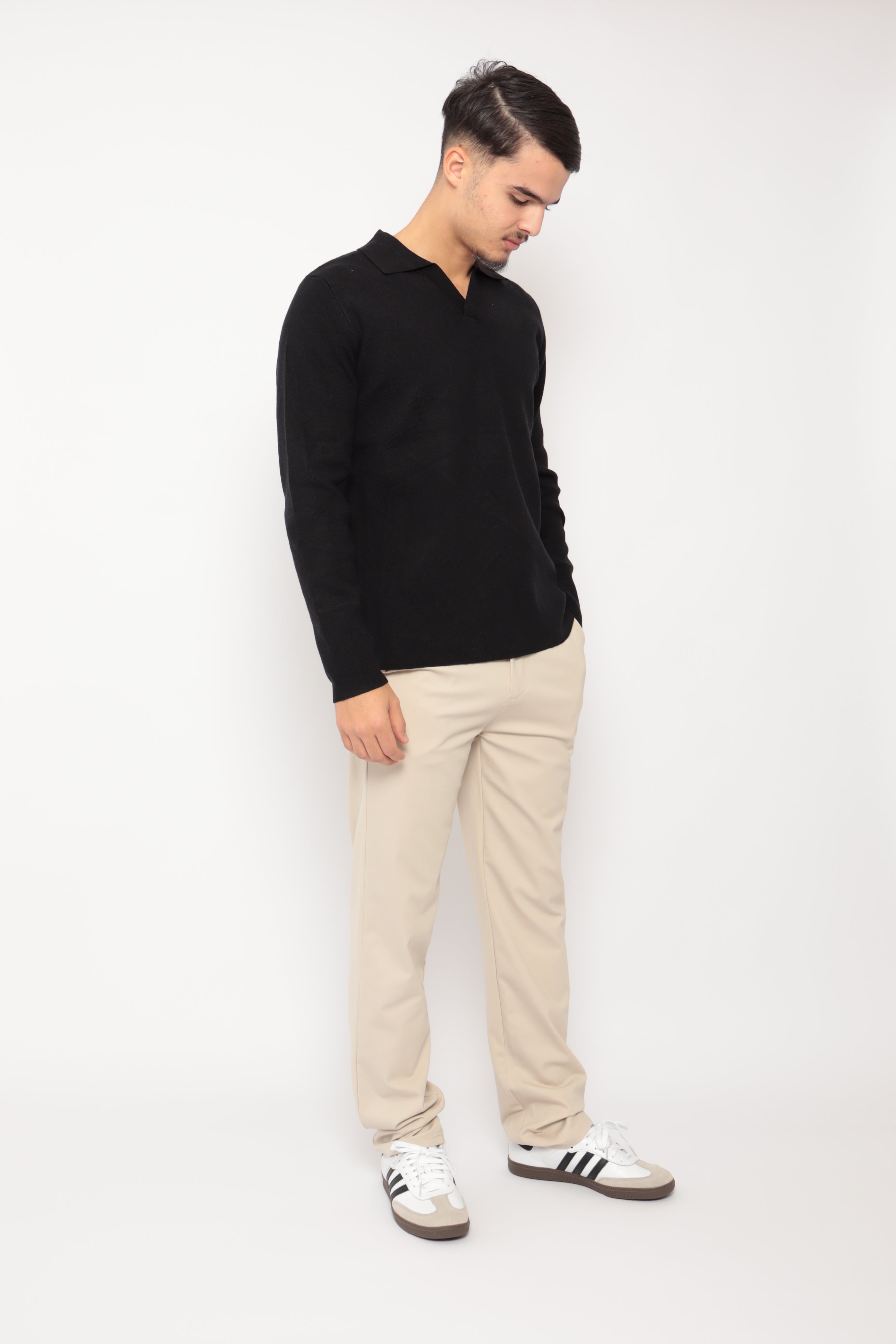 Polo col V épais - noir - NO LIMIT