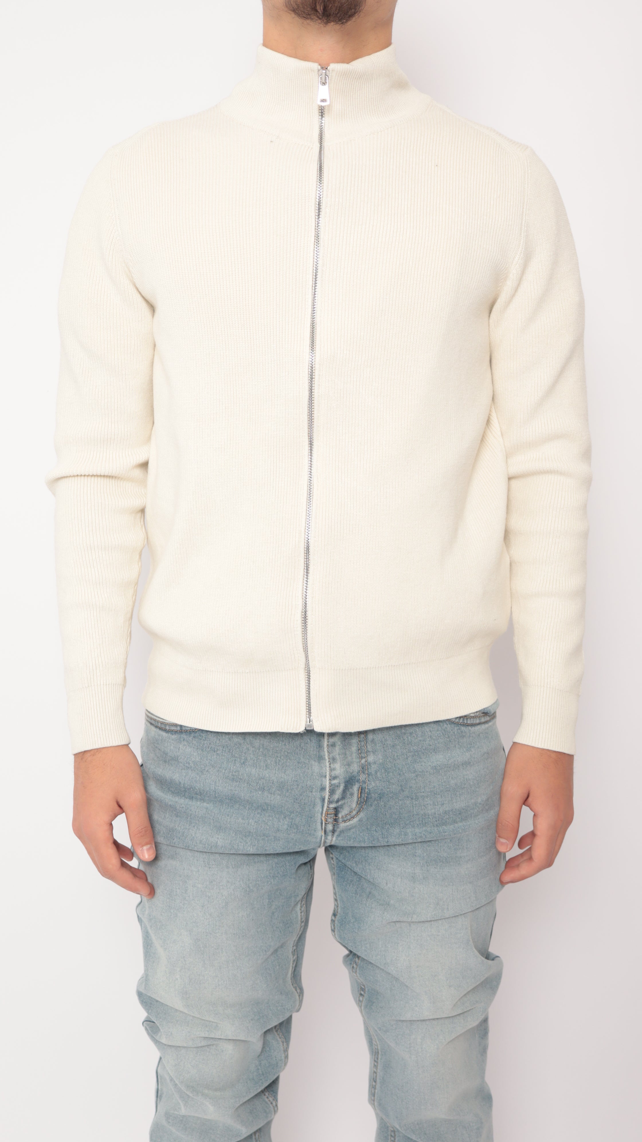 Veste maille texturé - beige - NO LIMIT