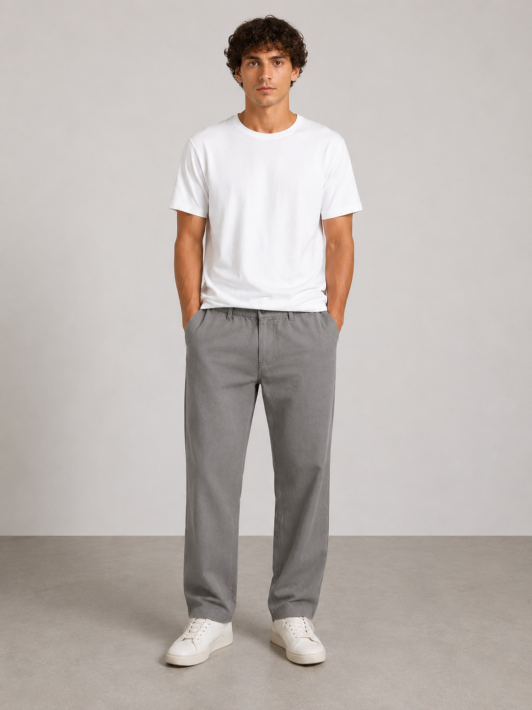 Pantalon en lin gris foncé de la marque NO LIMIT, vue de face, tissu léger et élégant pour un look décontracté.