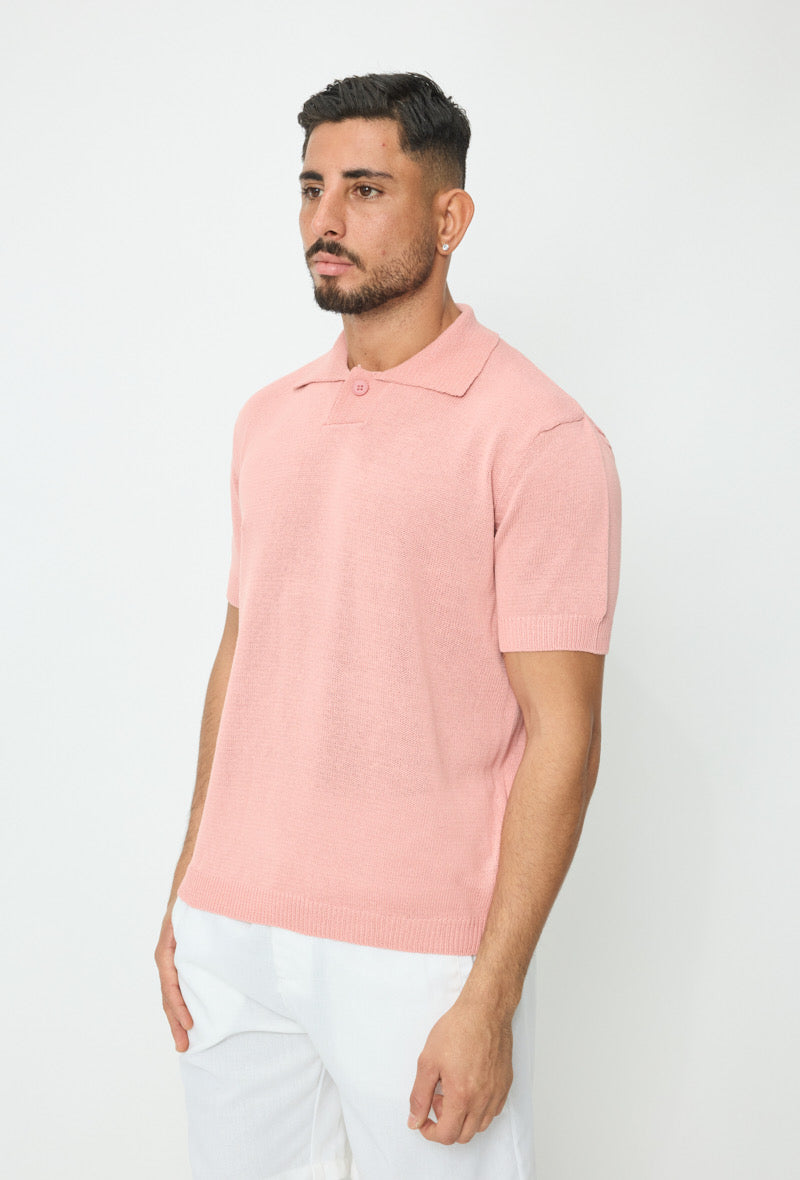 polo en maille - a bouton - rose
