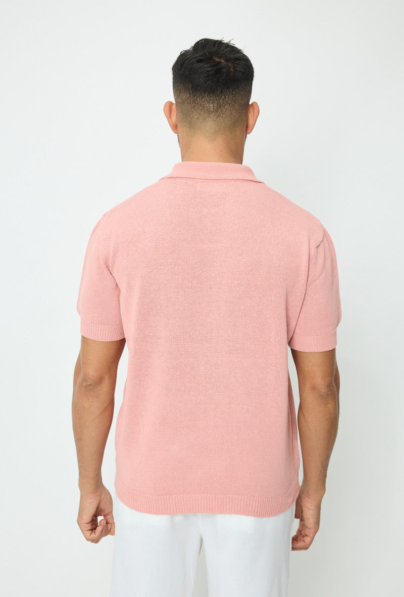 polo en maille - a bouton - rose