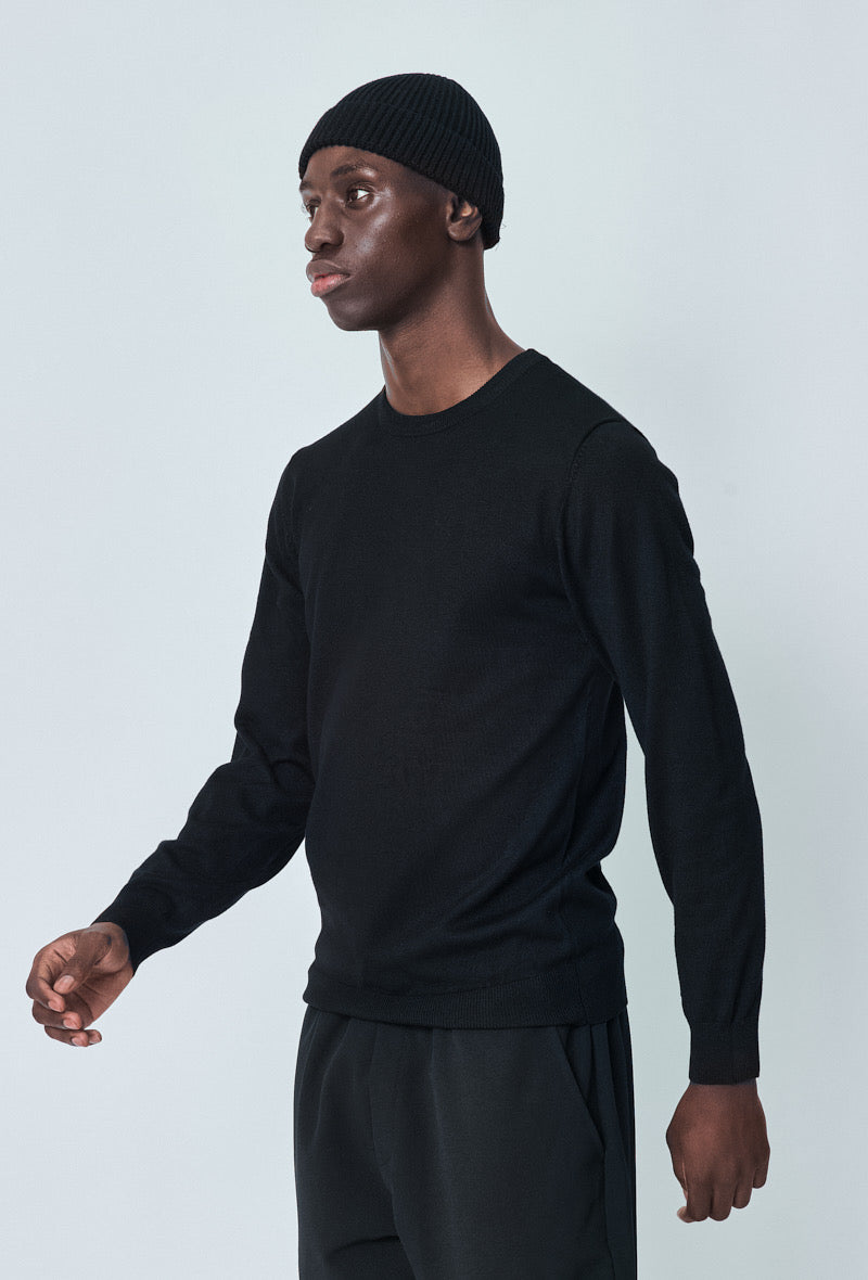 pull fin manches longues - noir