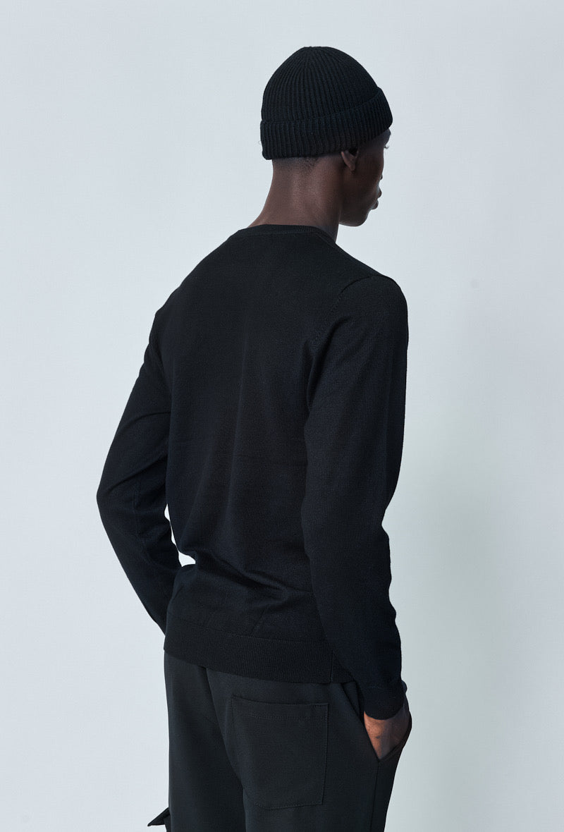 pull fin manches longues - noir