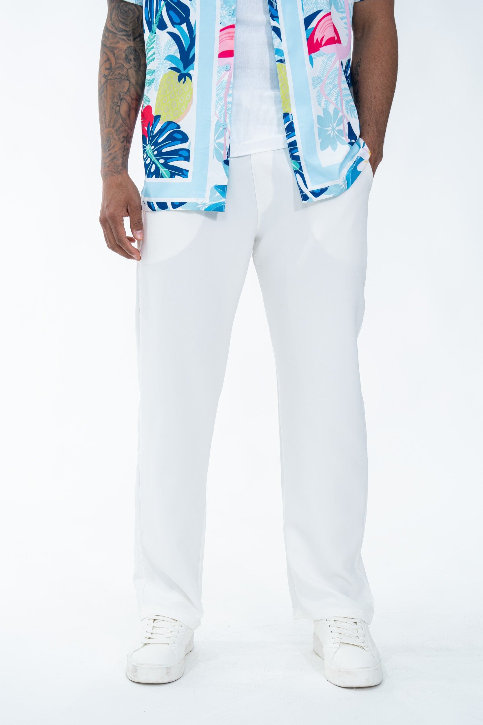 Pantalon fluide - évasé - blanc