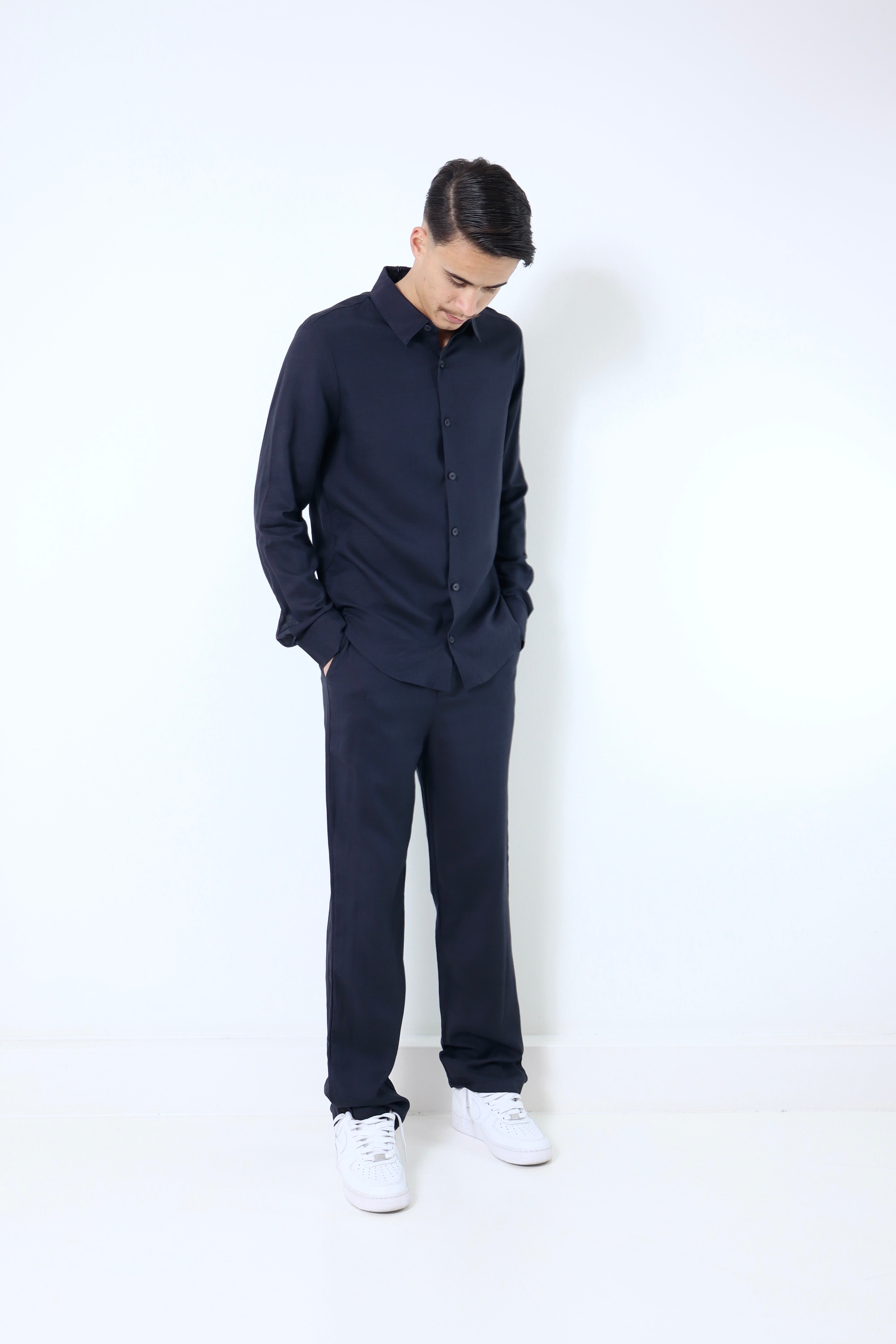Ensemble lino - bleu marine